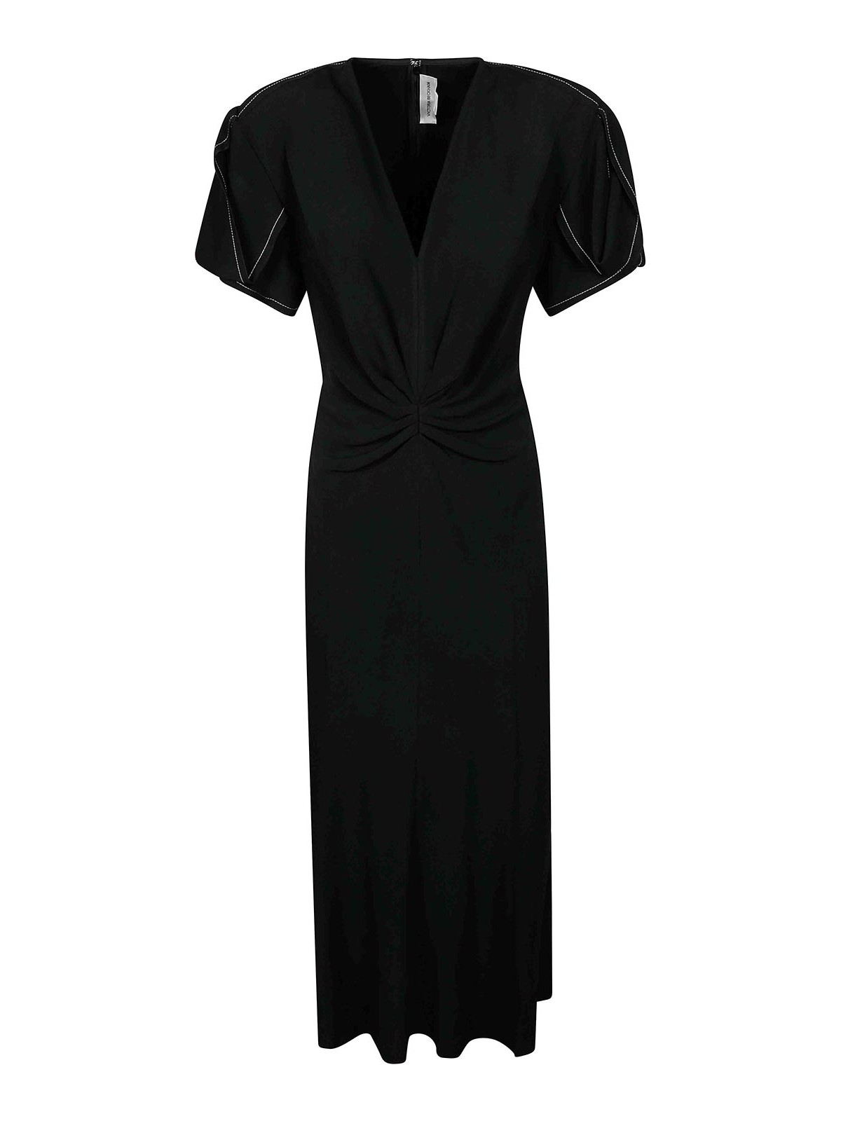 Gathered V Neck Midi Dress 1124WDR005195BBLACK1 (VICTORIA BECKHAM / ワンピース・ドレス・オールインワン ) | VICTORIA BECKHAM (ヴィクトリア ベッカム)