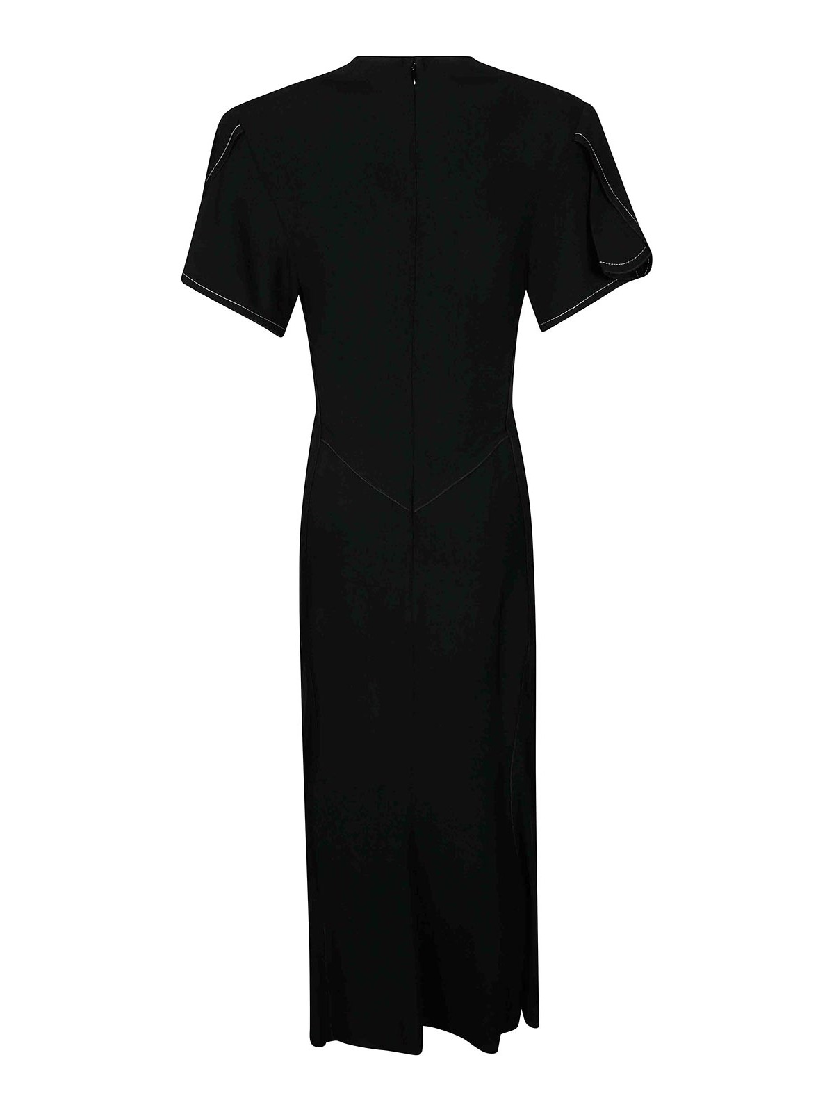 Gathered V Neck Midi Dress 1124WDR005195BBLACK1 (VICTORIA BECKHAM / ワンピース・ドレス・オールインワン ) | VICTORIA BECKHAM (ヴィクトリア ベッカム)(1)