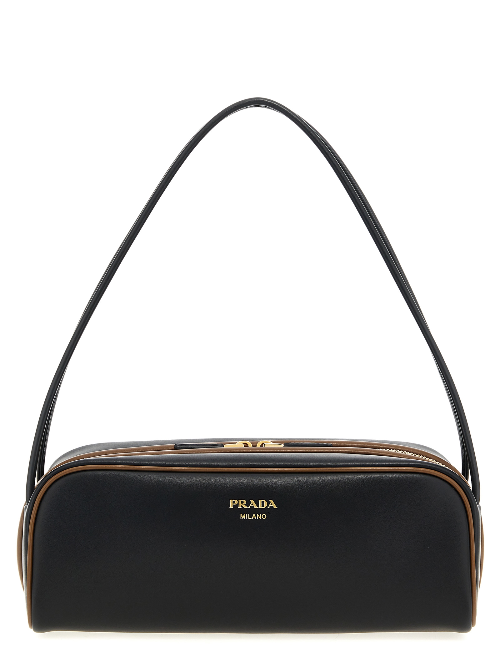 ハンドバッグ PRADA HAND BAG (1BC249ASK F0S5V) Black/Hazelnut Prada Swing smooth leather shoulder bag | PRADA