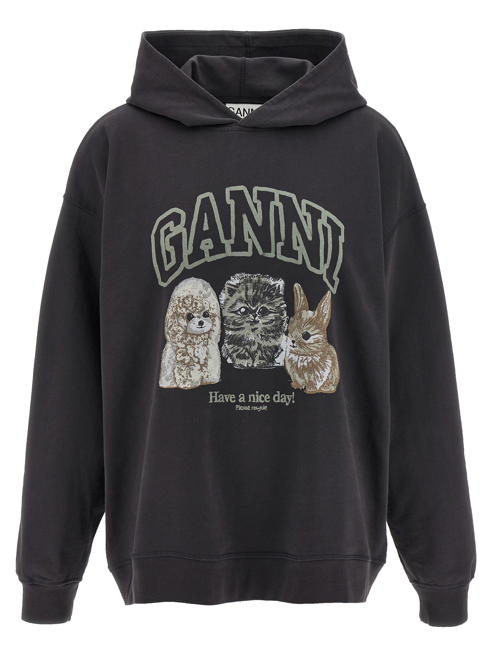 'Grey Animal Print' hoodie T4270252 (GANNI / スウェット・フーディー ) | GANNI (ガニー)