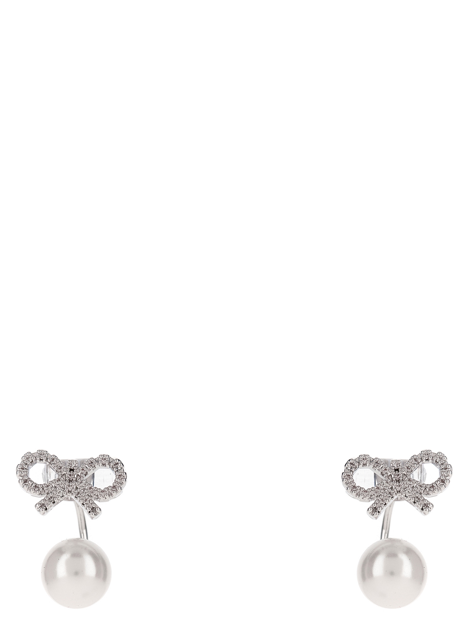 'Crystal Bow Pearl Jacket' earrings PF25624ESLSILVER (self-portrait / ピアス・イヤリング ) | self-portrait (セルフ・ポートレイト)