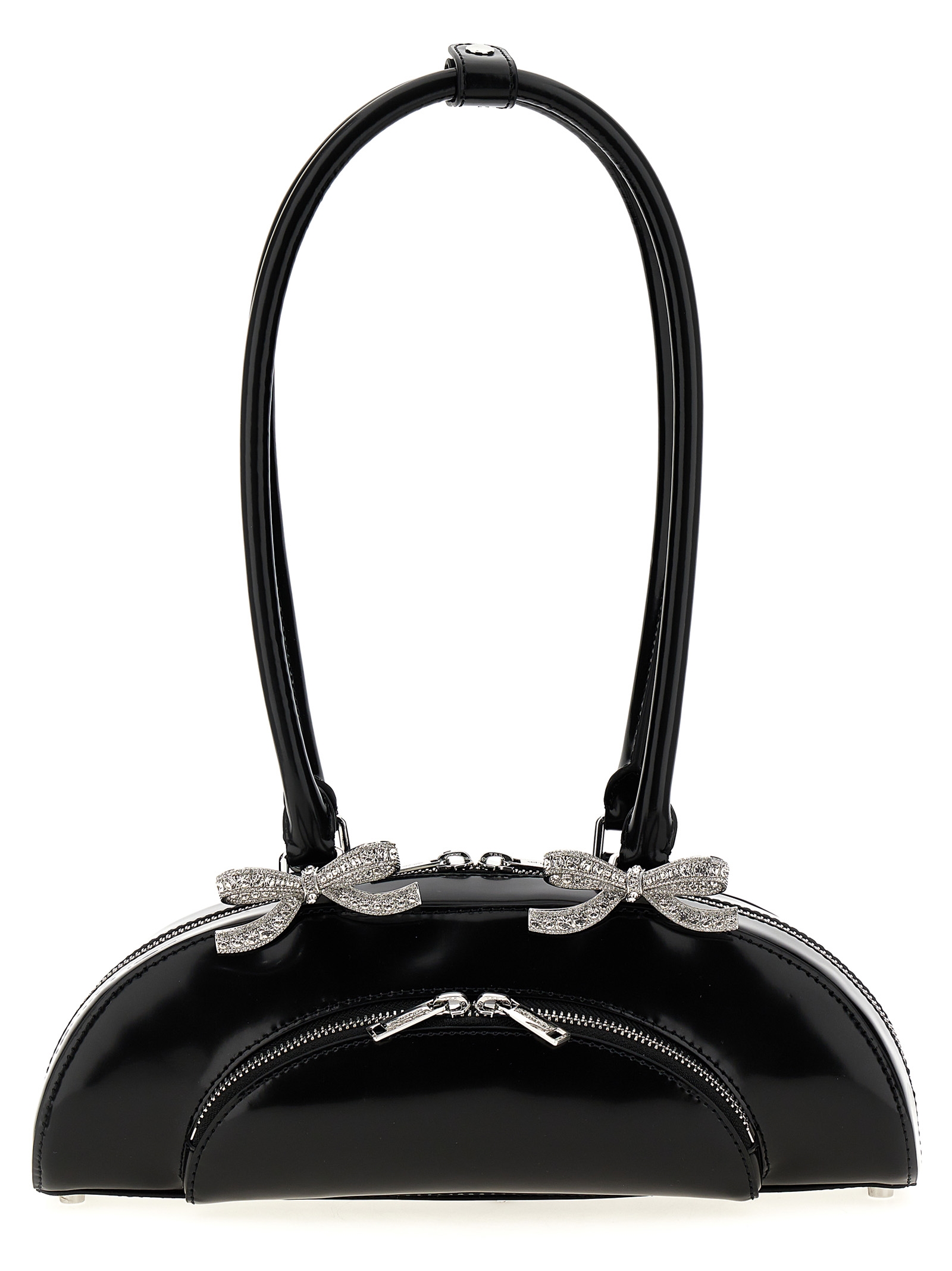 'Black Leather Curved' shoulder bag RS25304BBLACK (self-portrait / ハンドバッグ・ショルダーバッグ ) | self-portrait (セルフ・ポートレイト)