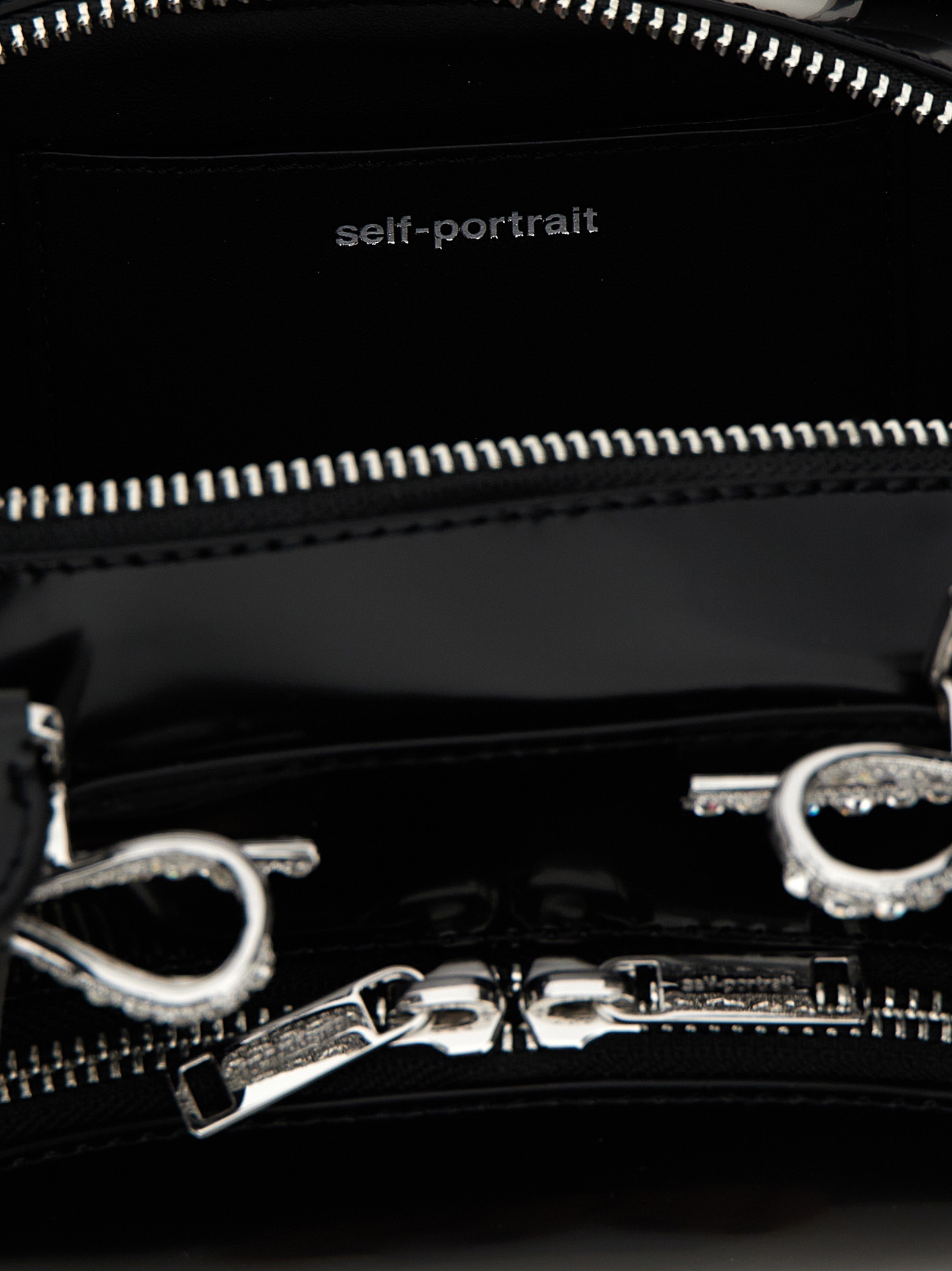 'Black Leather Curved' shoulder bag RS25304BBLACK (self-portrait / ハンドバッグ・ショルダーバッグ ) | self-portrait (セルフ・ポートレイト)(3)