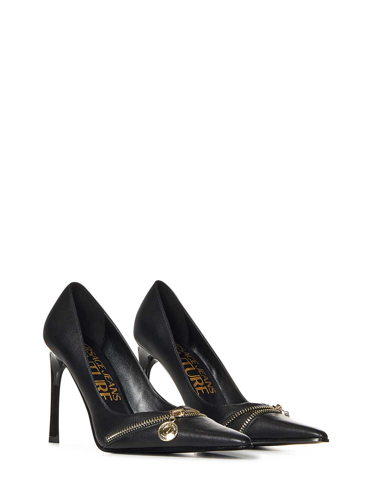 Black Faux Leather Pumps 77VA3S2771570899 (VERSACE JEANS COUTURE / パンプス・ハイヒール ) | VERSACE JEANS COUTURE (ヴェルサーチェ ジーンズ クチュール)(1)
