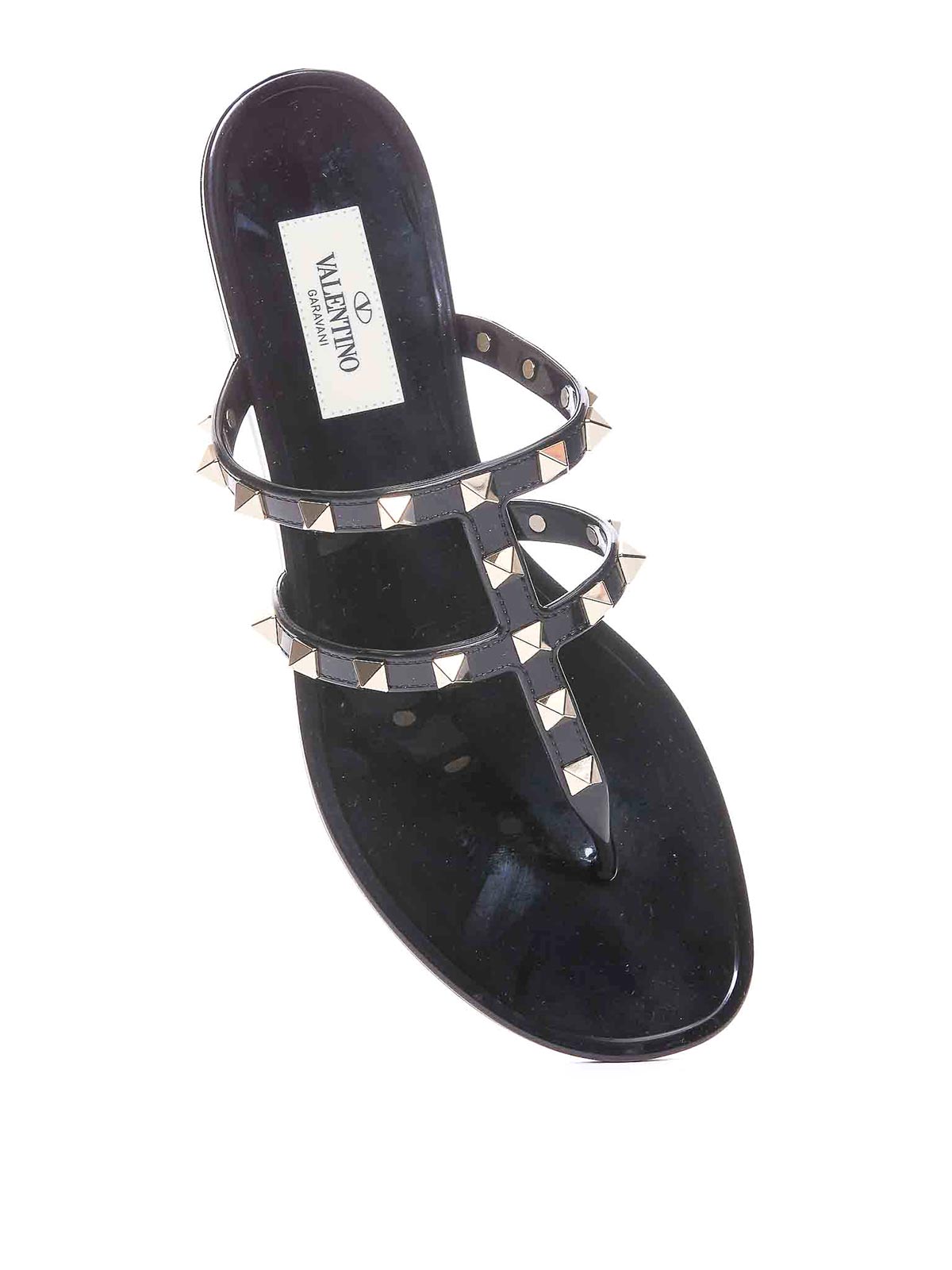 Rockstud Rubber Flat Thong Sandals (Valentino Garavani