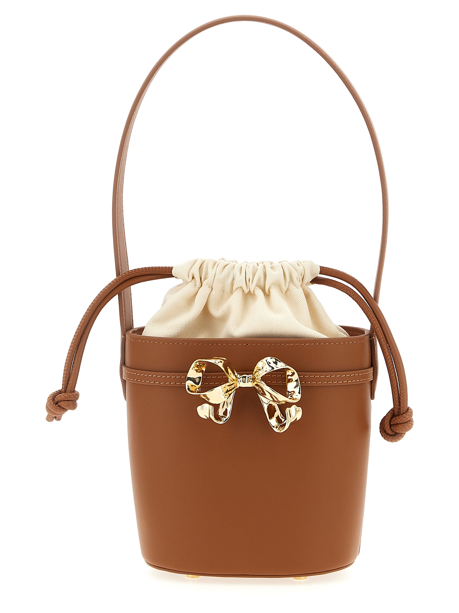 'Brown leather shoulder bow bag' shoulder bag PF25304ATTAN (self-portrait / ハンドバッグ・ショルダーバッグ ) | self-portrait (セルフ・ポートレイト)