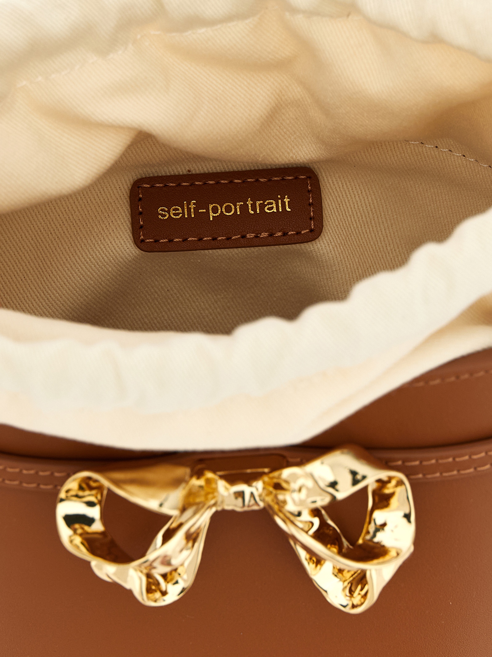 'Brown leather shoulder bow bag' shoulder bag PF25304ATTAN (self-portrait / ハンドバッグ・ショルダーバッグ ) | self-portrait (セルフ・ポートレイト)(3)