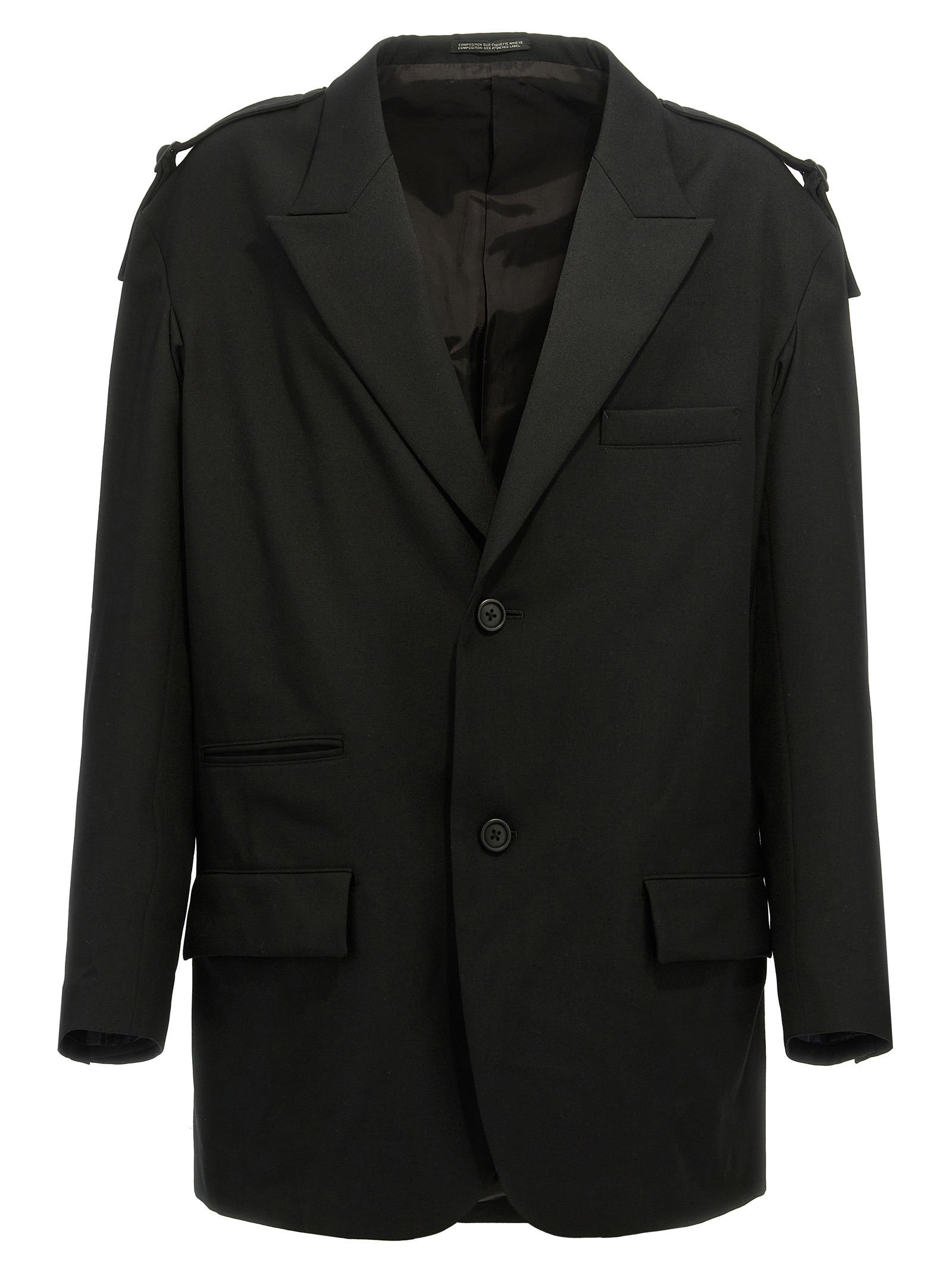 Single-breasted blazer with strap detail HOJ74534BLACK1 (Yohji Yamamoto / スーツ・ジャケット ) | Yohji Yamamoto (ヨウジヤマモト)