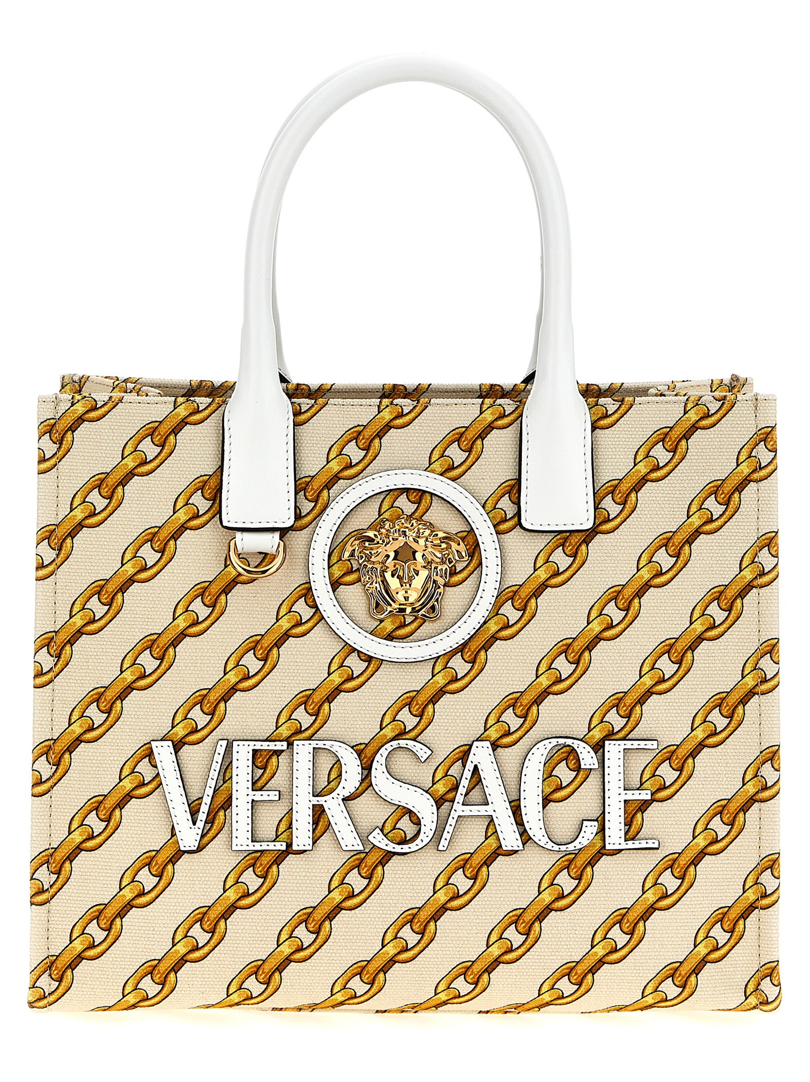 Small 'Chain Stripes La Medusa' shopping bag 10058611A135685W73V (VERSACE / トートバッグ ) | VERSACE (ヴェルサーチェ)