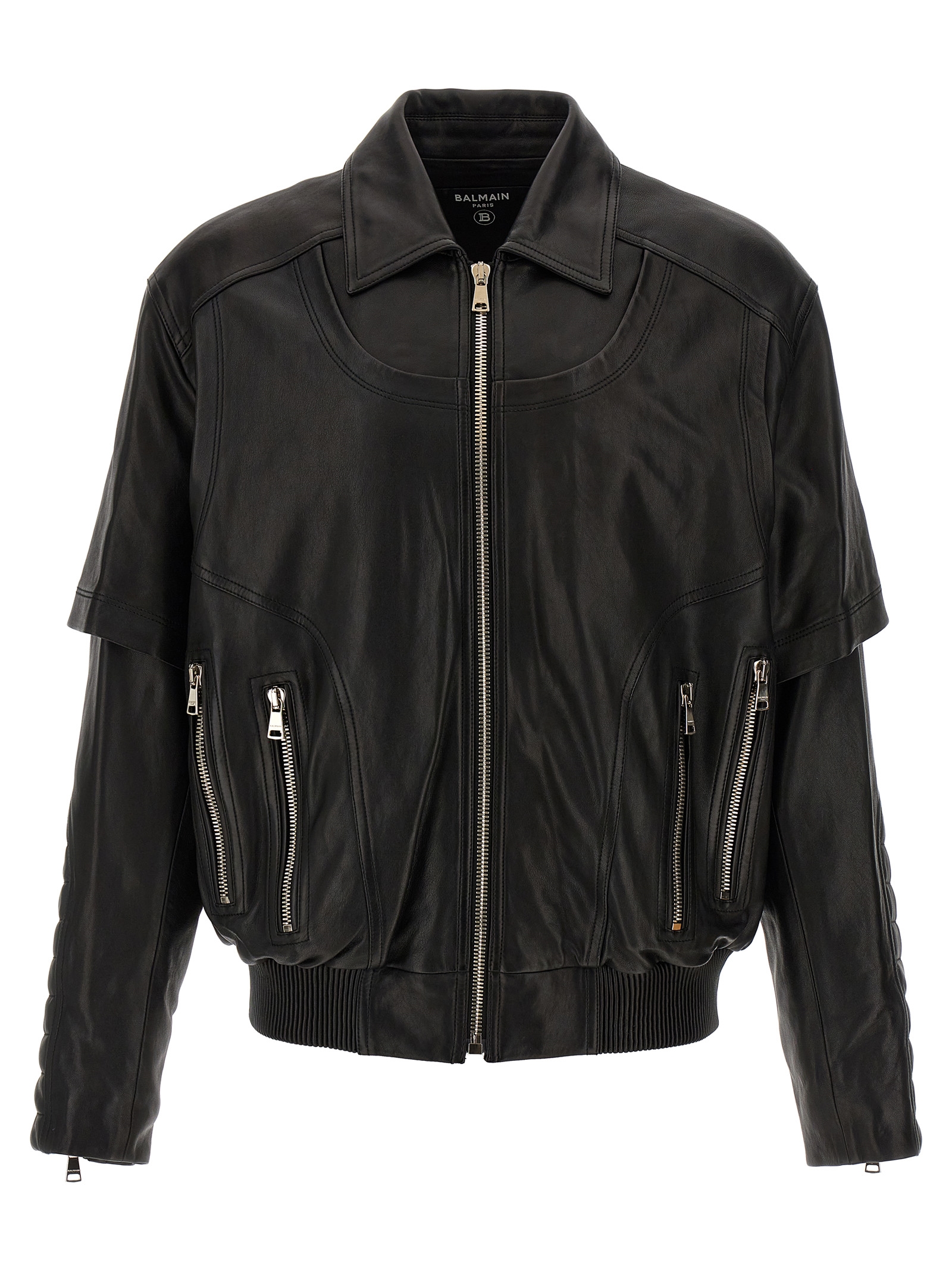 Layered leather jacket EH1TF936LC620PA (Balmain / カジュアルジャケット・ベスト ) | Balmain (バルマン)