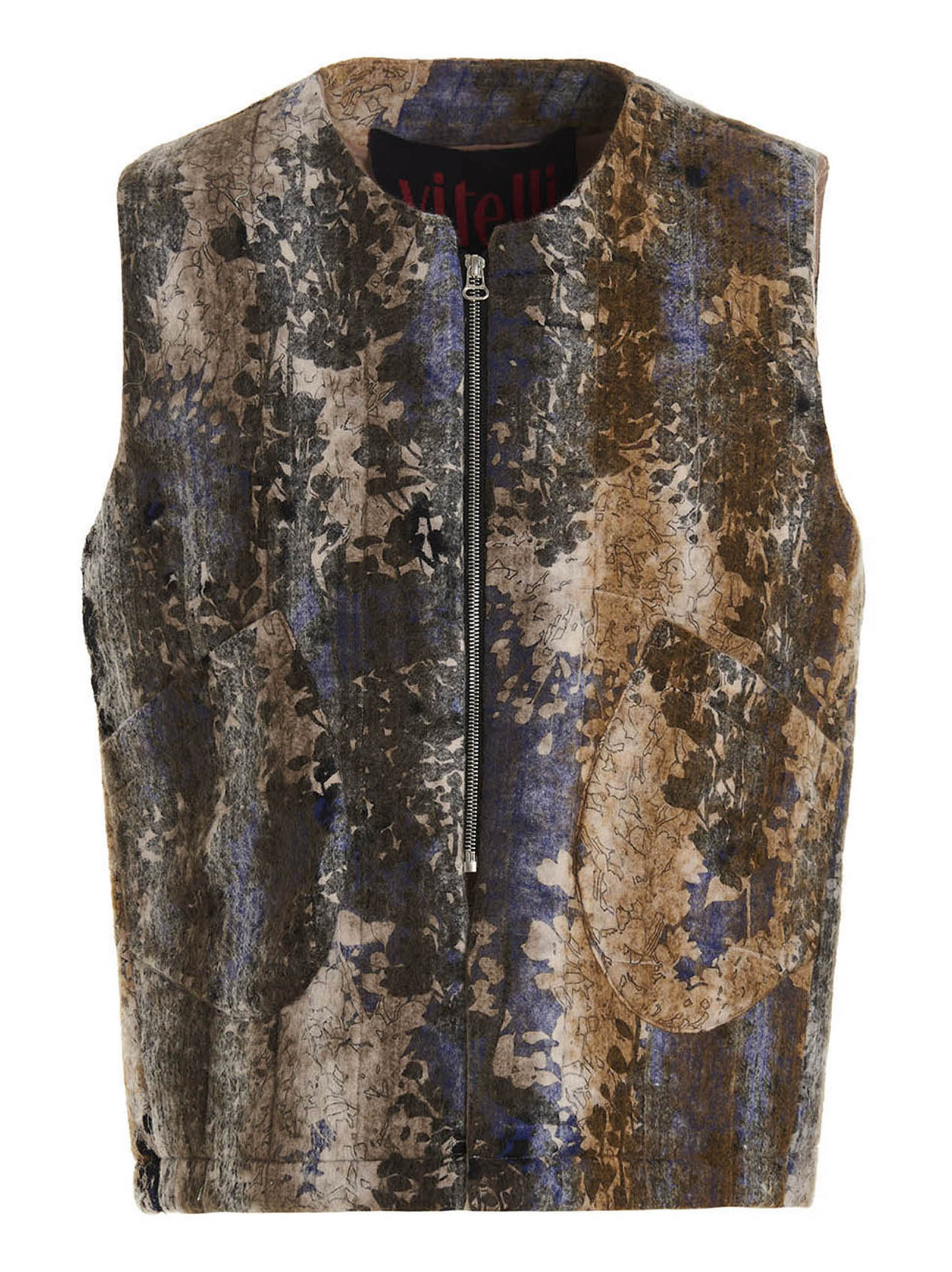 'Quilted Dommboh' vest DMBD022LISKLITCHENANDLILACPLANTSILK (VITELLI / カジュアルジャケット・ベスト ) | VITELLI (ヴィテッリ)