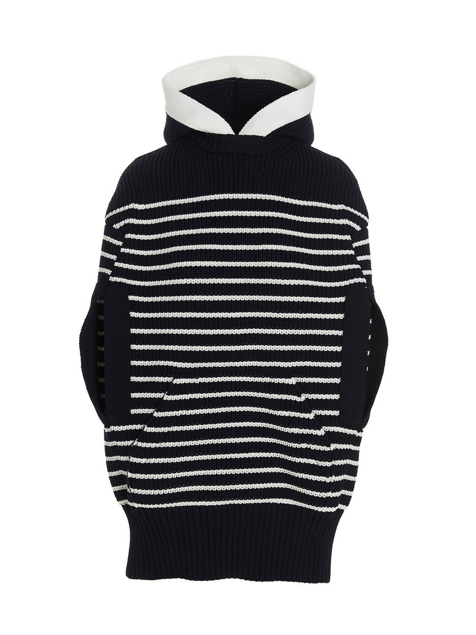 Striped hooded cape 2306489201 (sacai / コート・ダウン ) | sacai (サカイ)