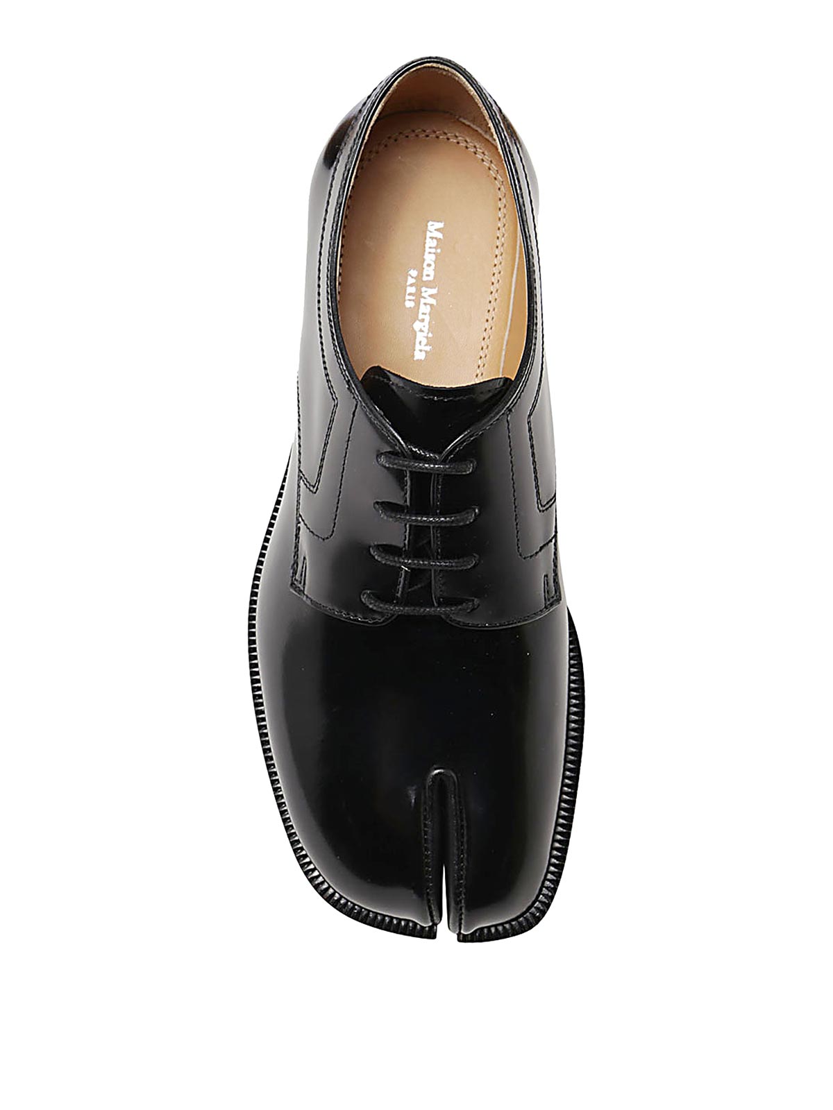 Black Leather Tabi Laces Up Shoes (Maison Margiela/レース