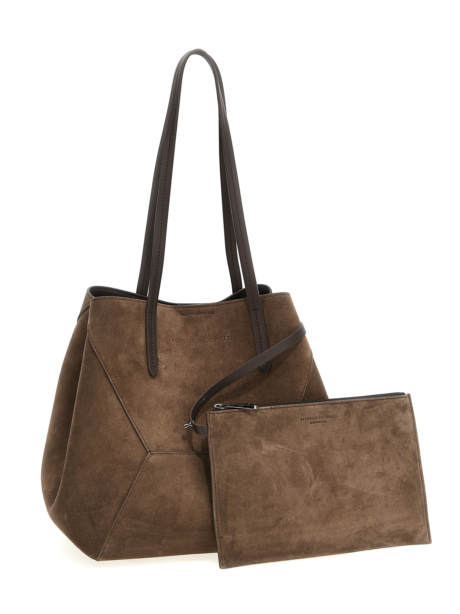 トートバッグ Brunello Cucinelli 'Bc Duo' Shopping Bag Calfskin BC Duo bag for Woman in Pine Cone Brown | Brunello