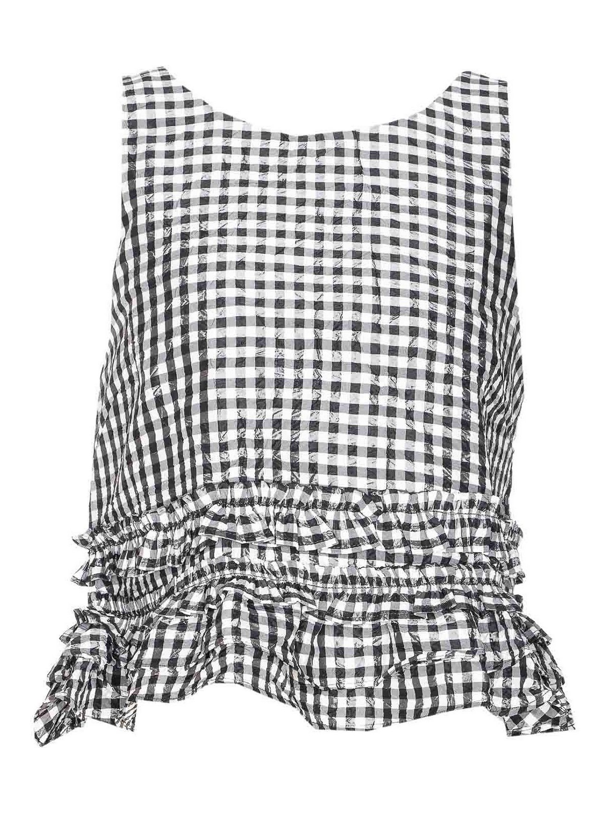 White And Black Check Top W0594099 (GANNI / タンクトップ・キャミソール ) | GANNI (ガニー)