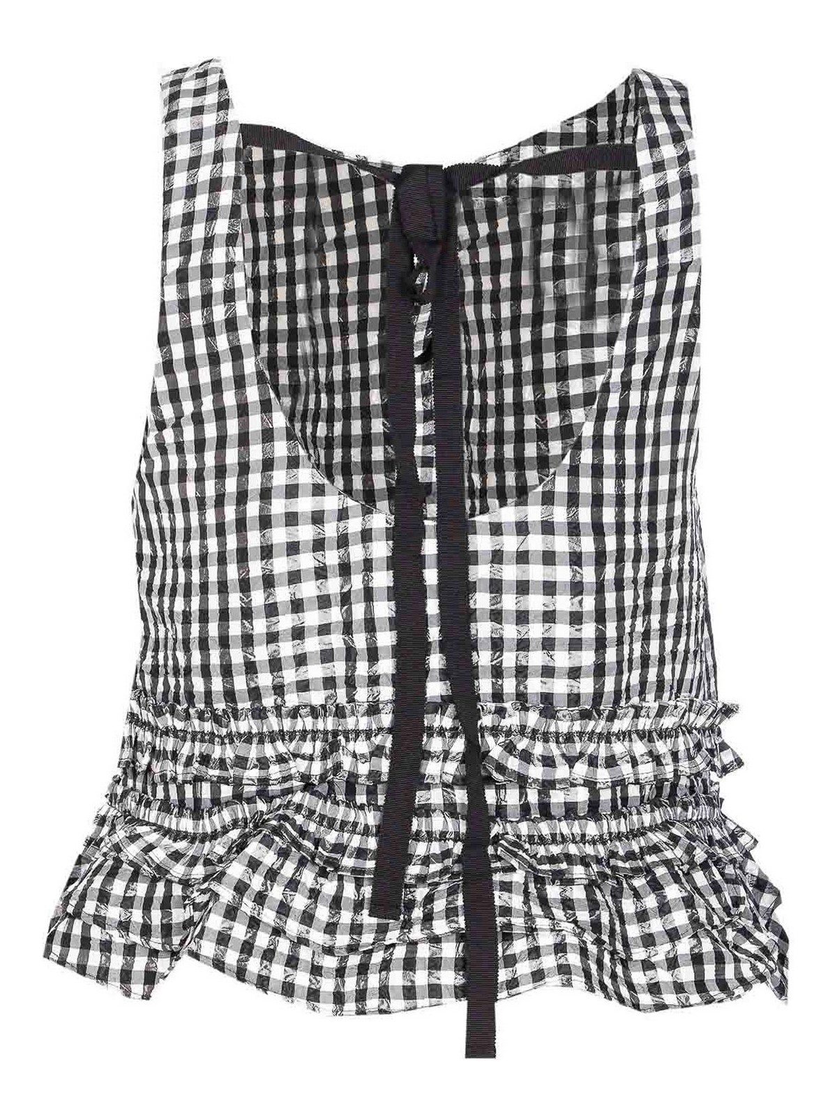 White And Black Check Top W0594099 (GANNI / タンクトップ・キャミソール ) | GANNI (ガニー)(1)
