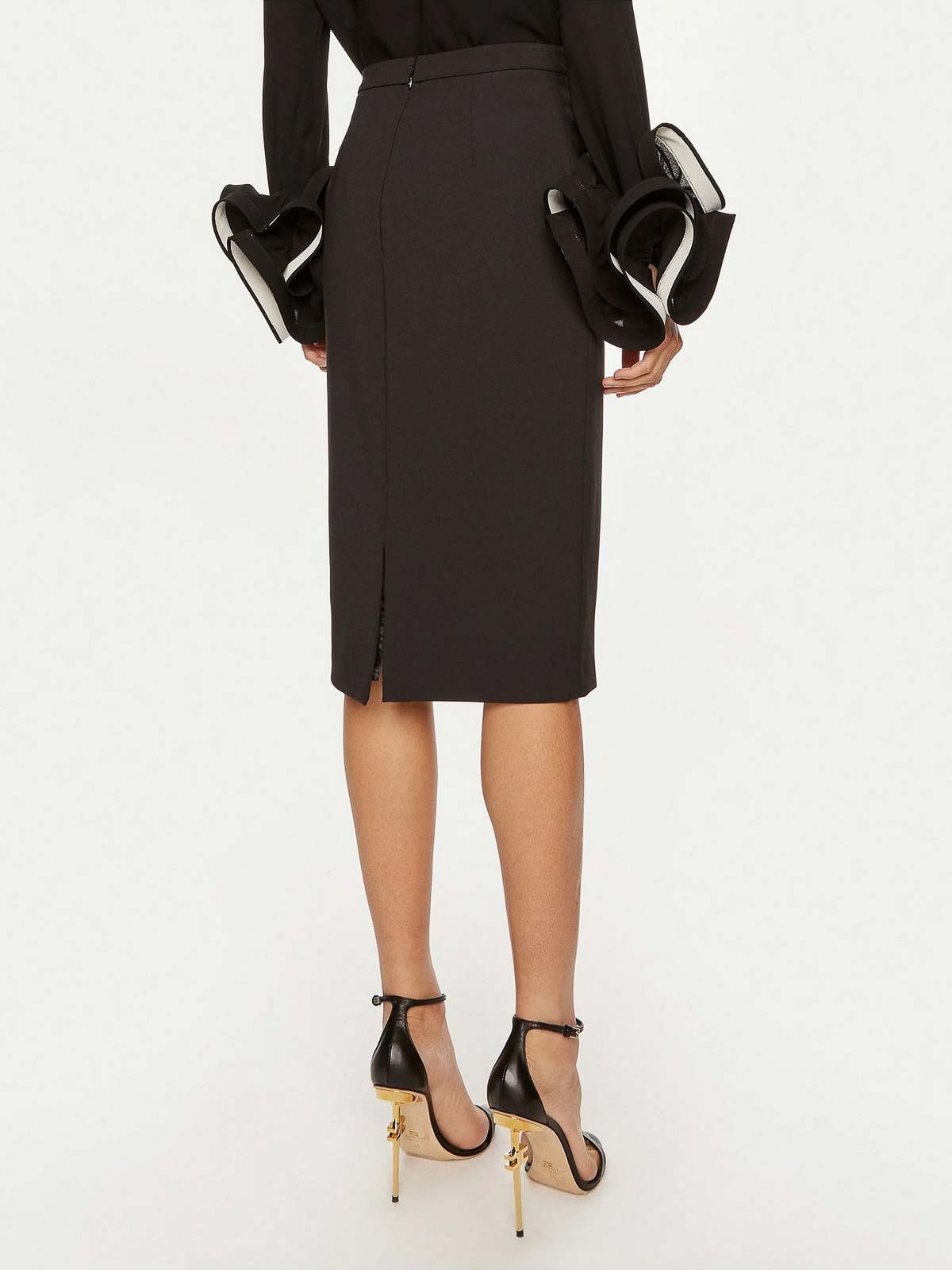 スカート ELISABETTA FRANCHI GO04746E2110 Skirts Midi skirt in crêpe fabric with zip | Elisabetta Franchi