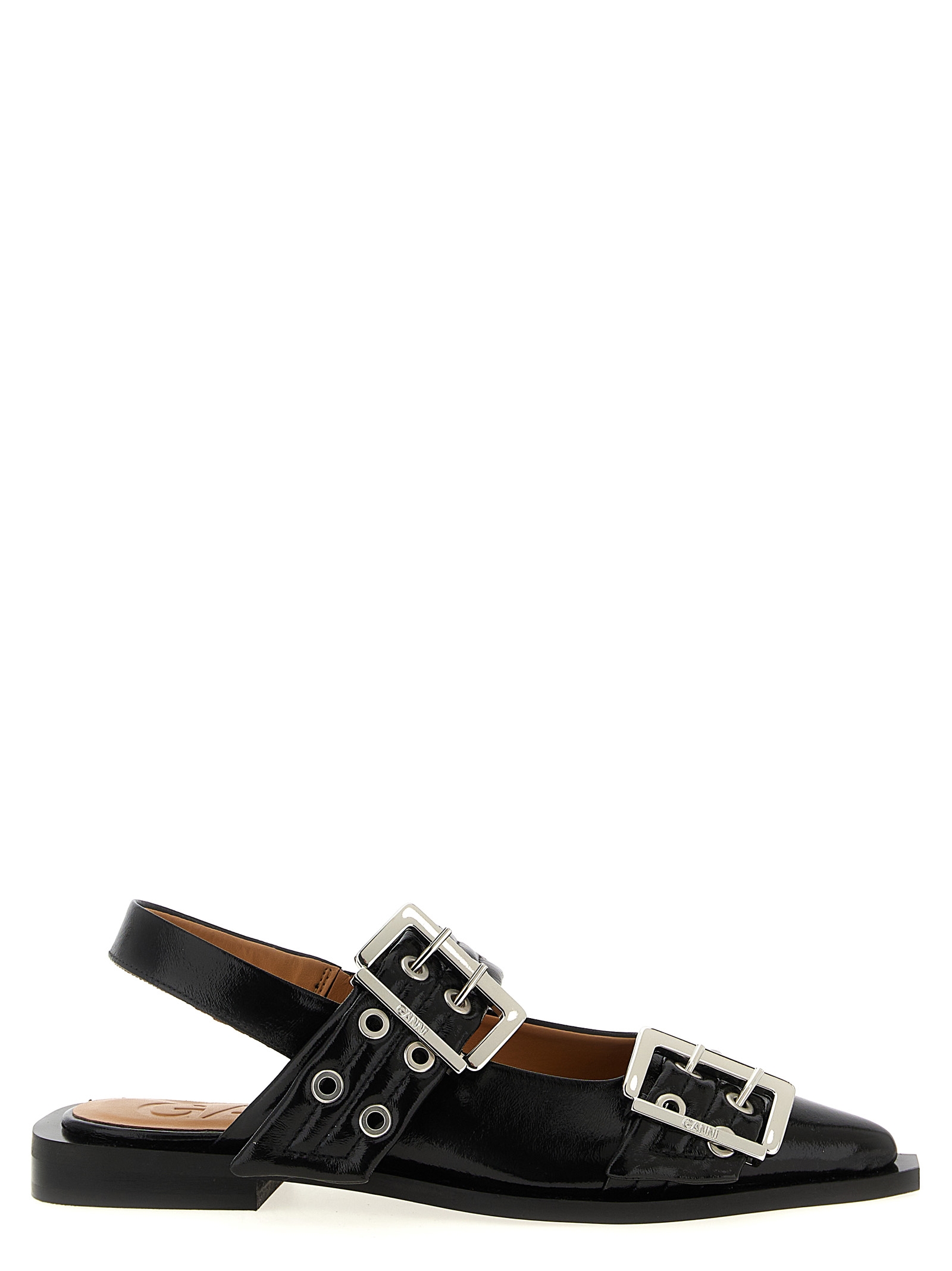 'Black Feminine Buckle' slingback S2730099 (GANNI / フラットシューズ ) | GANNI (ガニー)