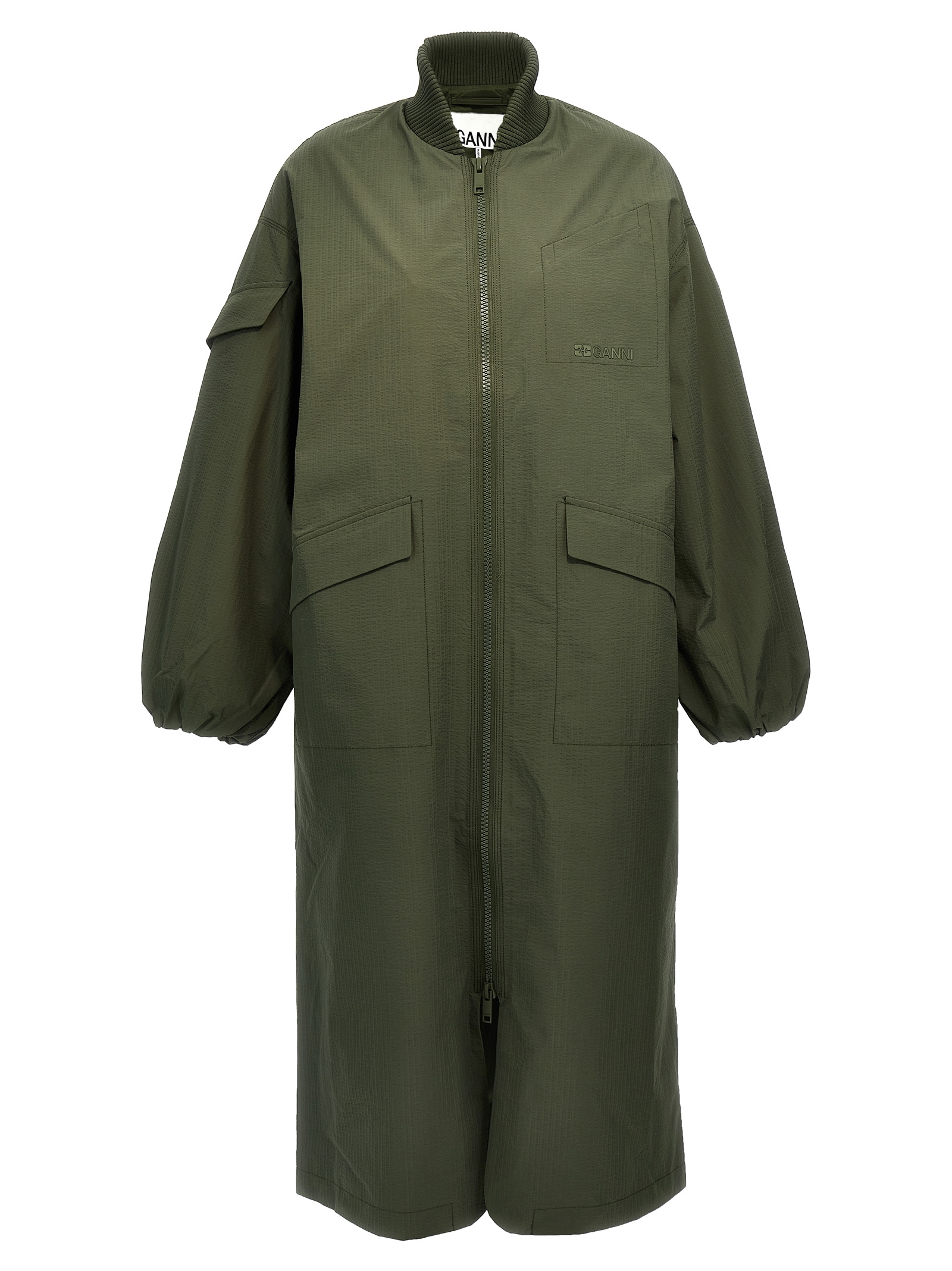 'Tech Seersucker Shell' long jacket F9717370 (GANNI / コート・ダウン ) | GANNI (ガニー)