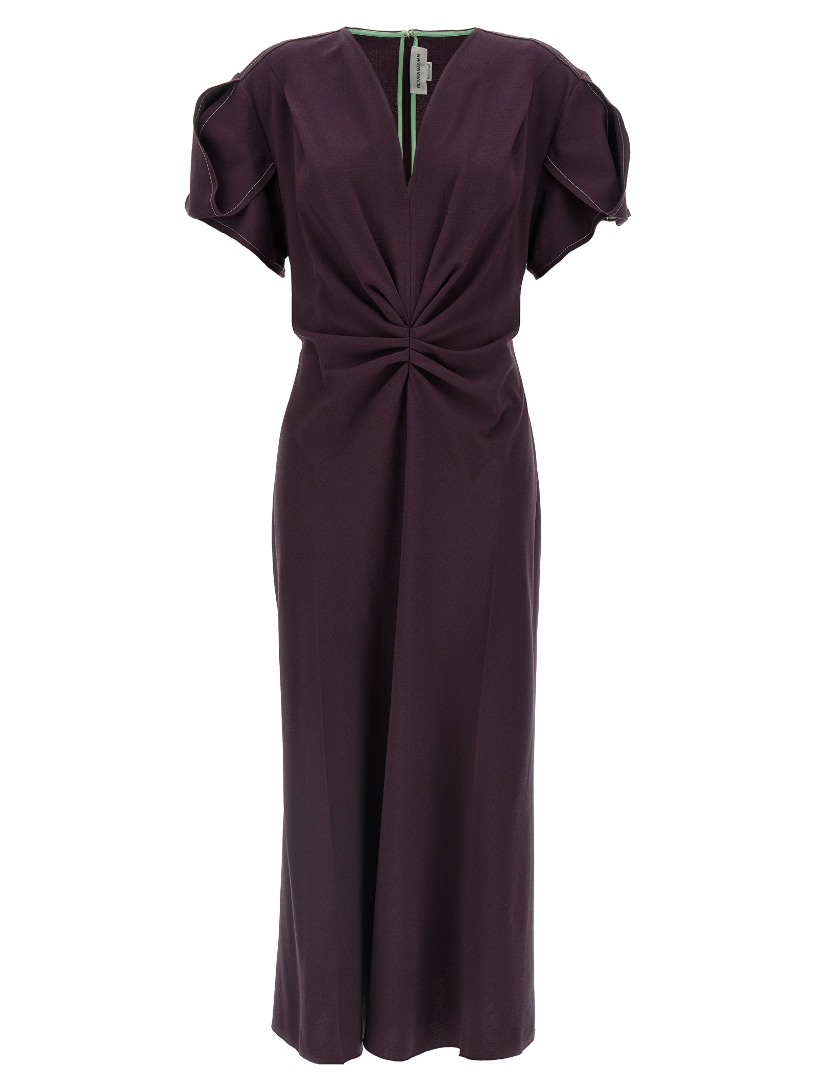 'Gathered V-Neck Midi' dress 1125WDR005195CFIG (VICTORIA BECKHAM / ワンピース・ドレス・オールインワン ) | VICTORIA BECKHAM (ヴィクトリア ベッカム)