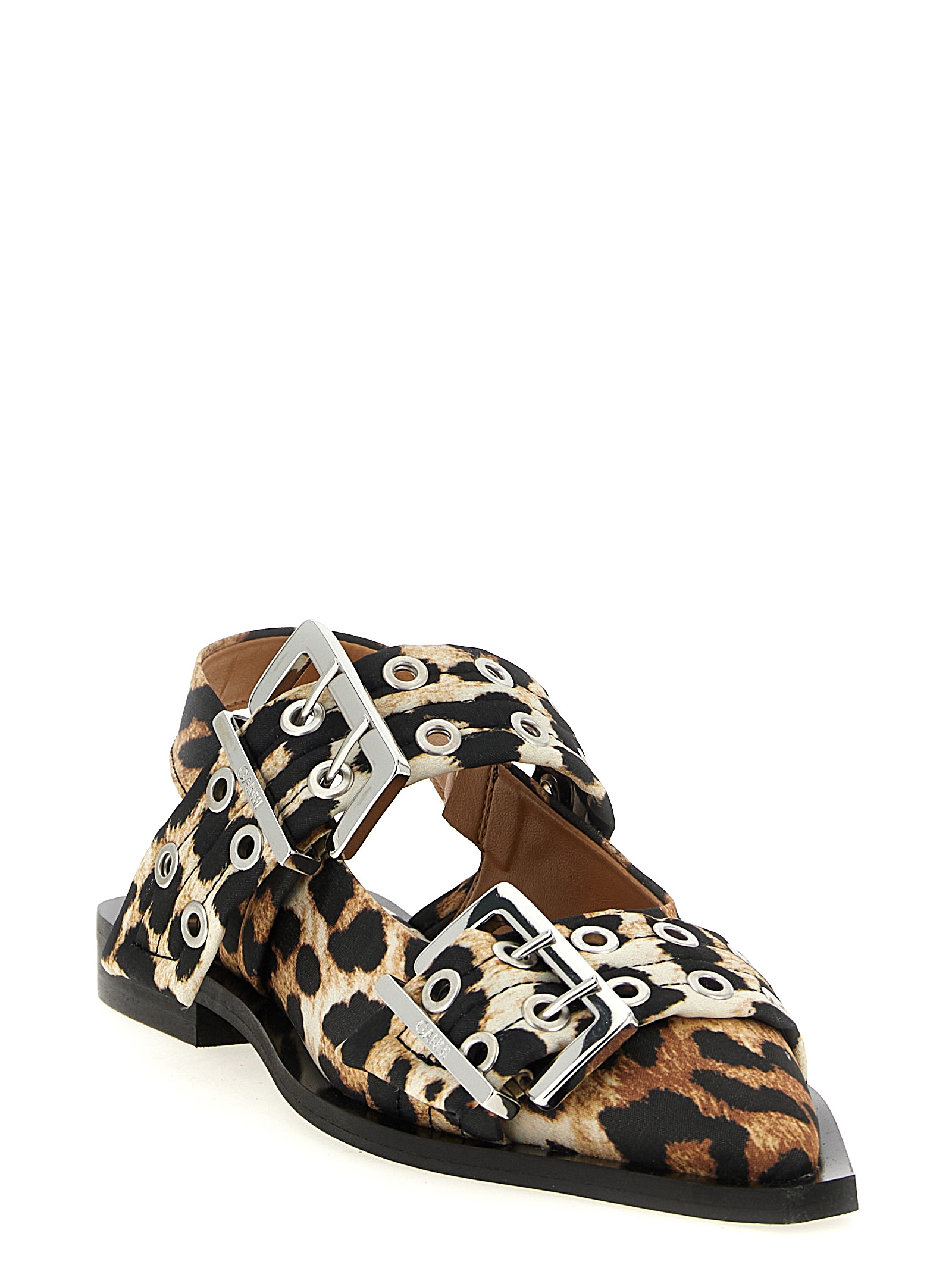 'Leopard Satin Feminine Buckle' slingback S2947943 (GANNI / フラットシューズ ) | GANNI (ガニー)(1)