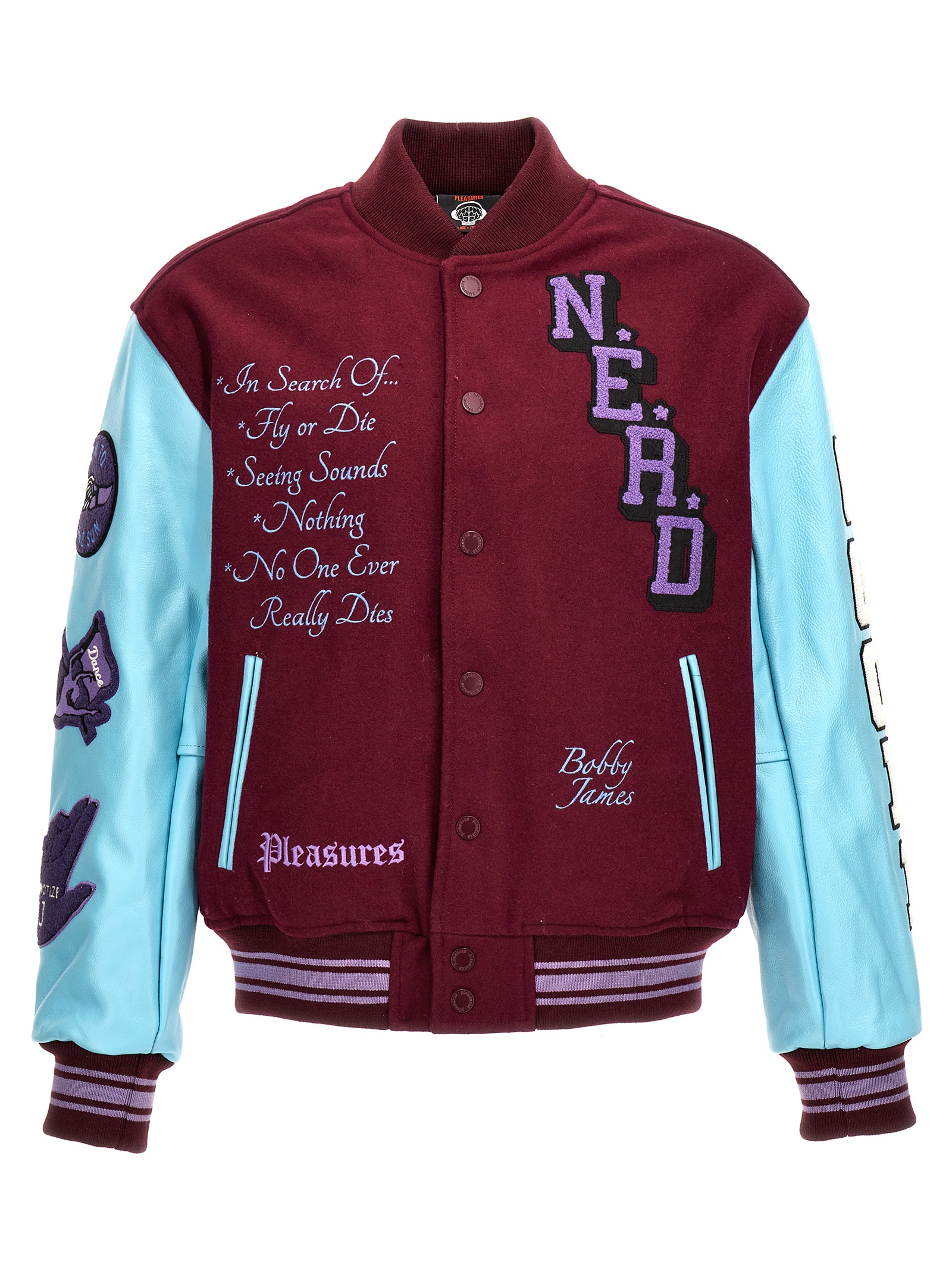 'Nerd varsity' bomber jacket P23N001PURPLE (PLEASURES / カジュアルジャケット ) | PLEASURES (プレジャーズ)