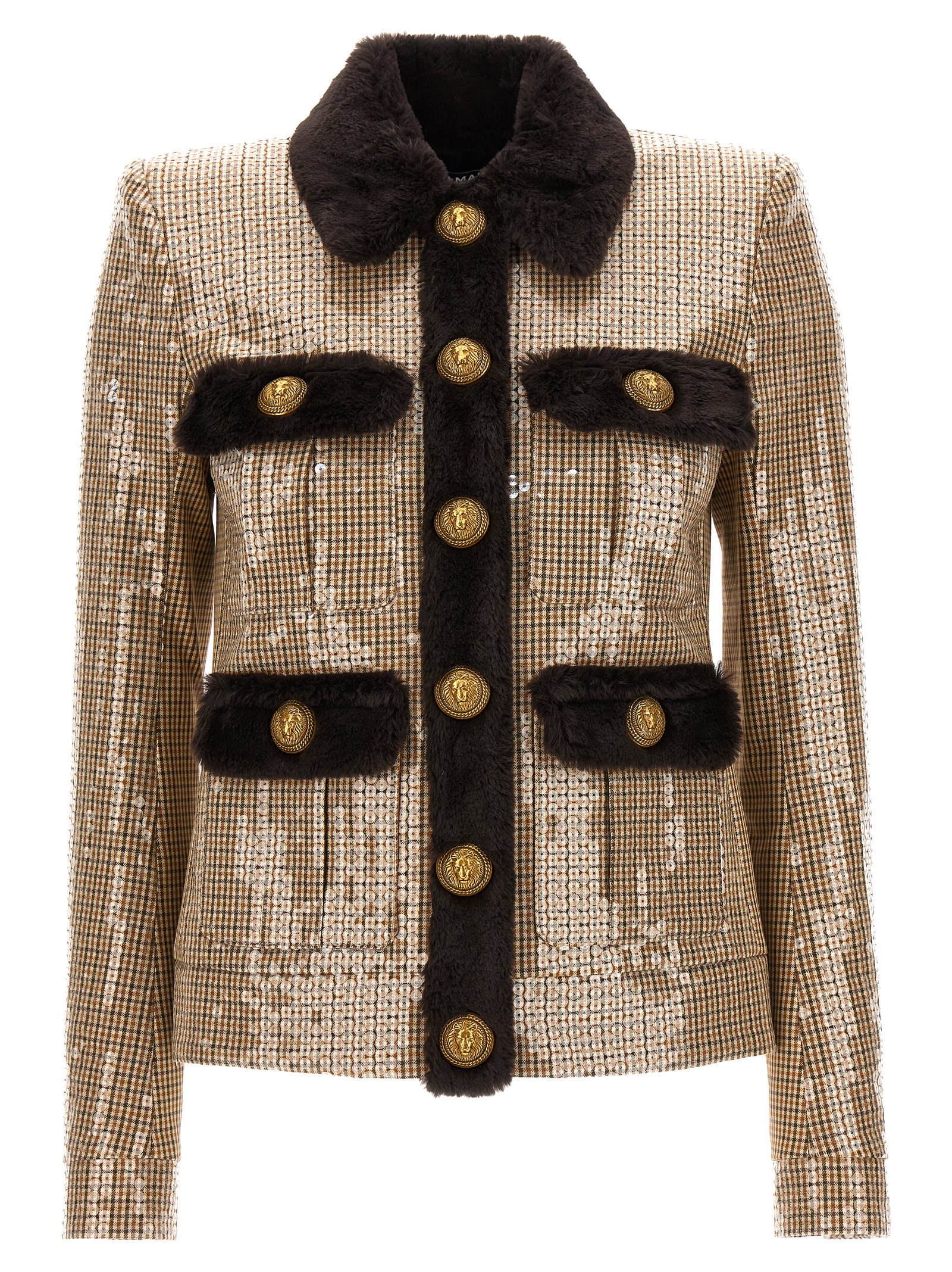 Faux fur sequin jacket BF1TH191CE18ACX (Balmain / カジュアルジャケット・ベスト ) | Balmain (バルマン)