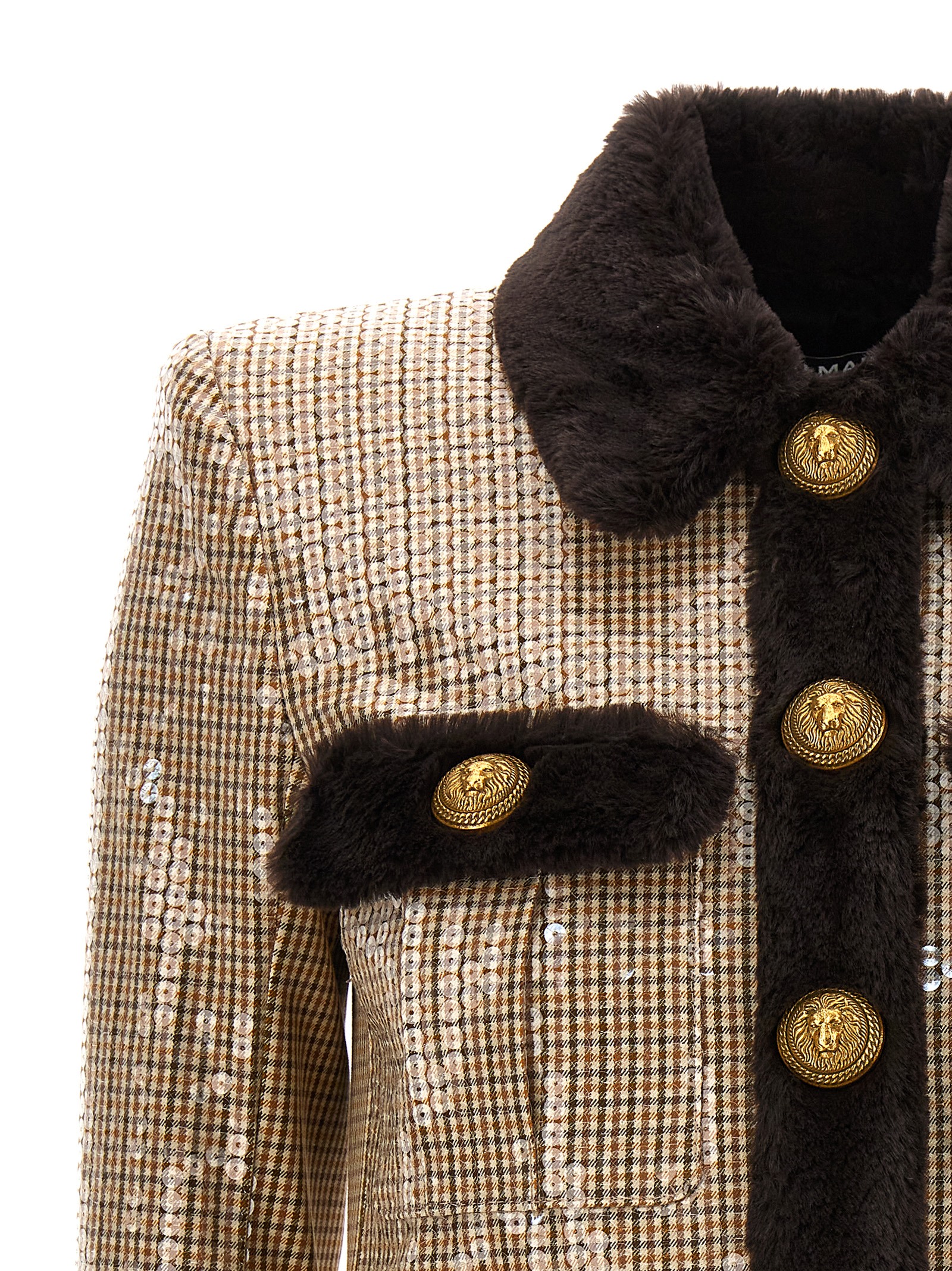 Faux fur sequin jacket BF1TH191CE18ACX (Balmain / カジュアルジャケット・ベスト ) | Balmain (バルマン)(2)