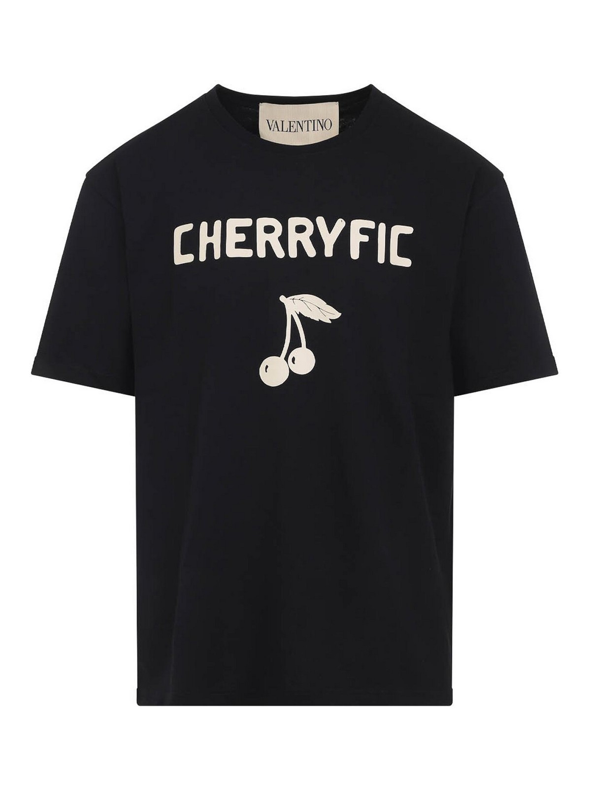 Tシャツ・カットソー VALENTINO SS24 Black cotton polo shirt (4V0MH03GA25 0NO) Valentino - COTTON T-SHIRT WITH V DETAIL