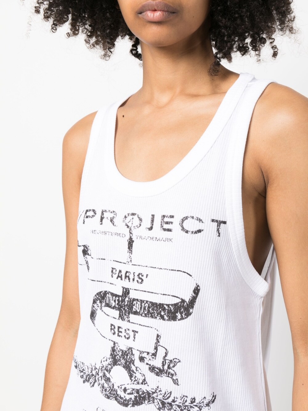 Y/PROJECT ホワイト タンクトップ Y/Project Invisible Strap Tank Top in White | FWRD