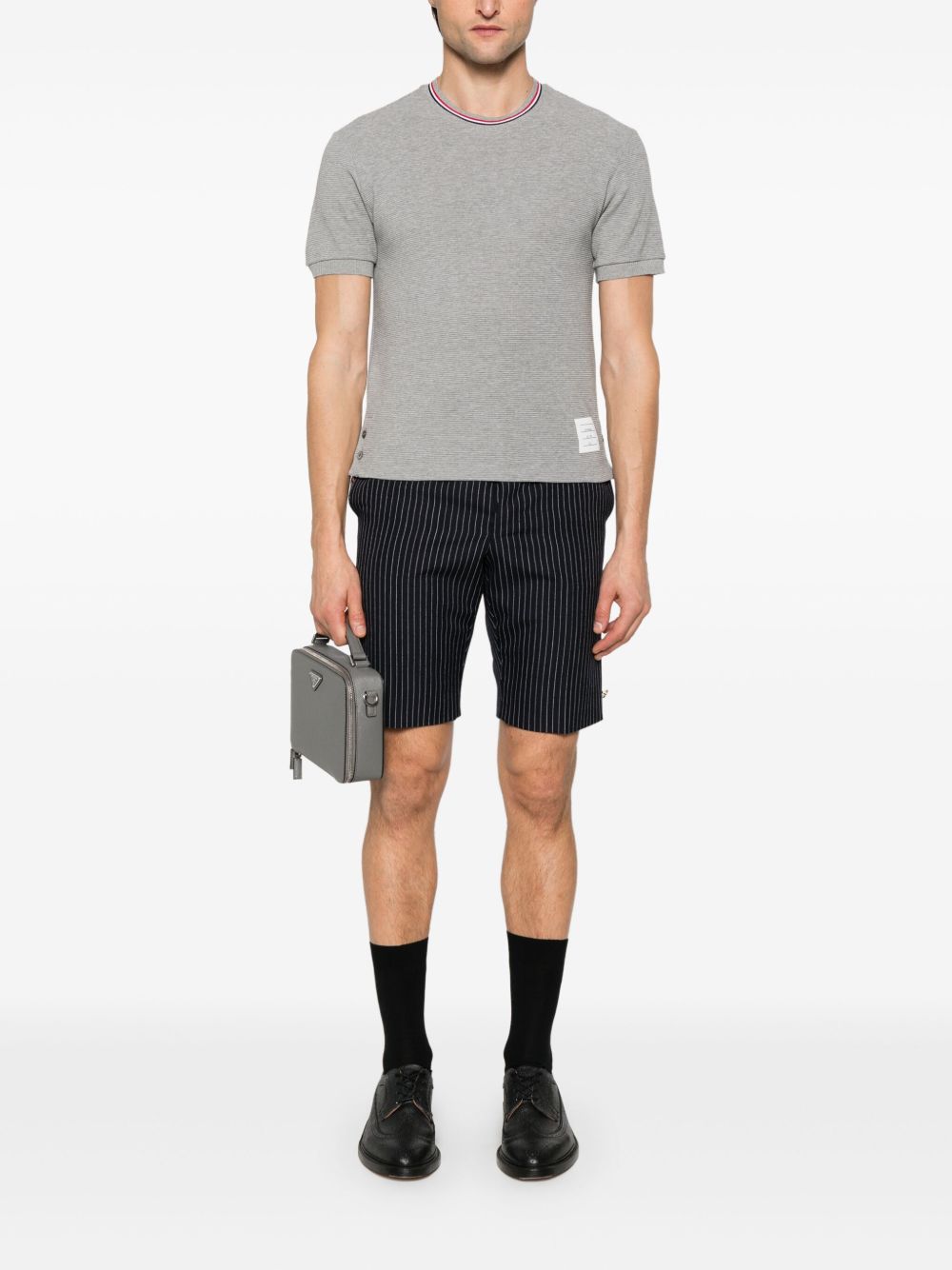 Thom Browne MJS287AJ0216055 関税送料込 Unstructured Straight Fit S/C W/Tipping And Half Drop Satin