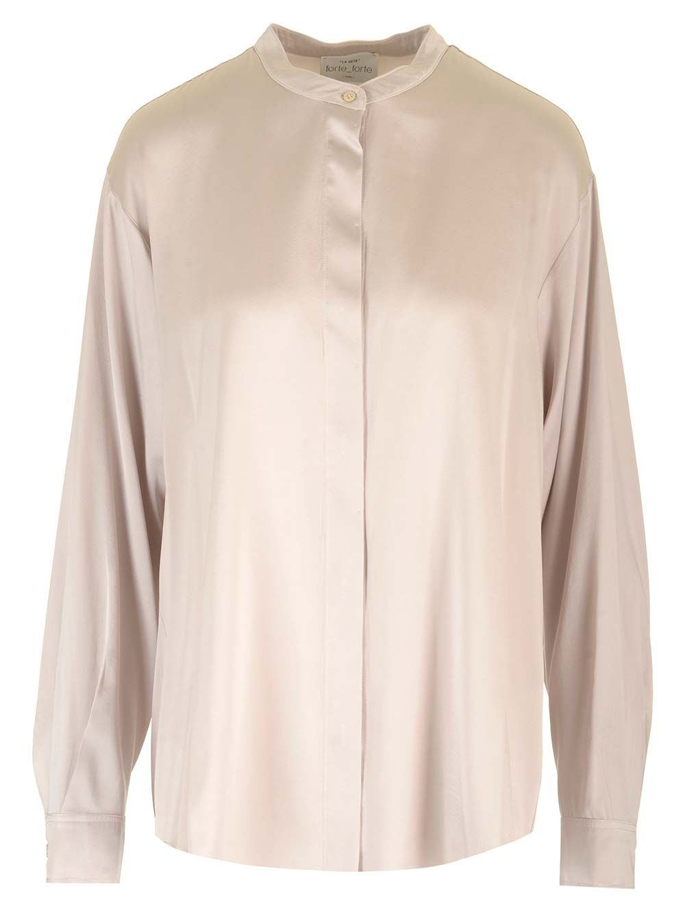 stretch heavy satin silk collar shirt perla 12885F46A7023 (forte_forte / シャツ・ブラウス ) | forte_forte (フォルテ フォルテ)