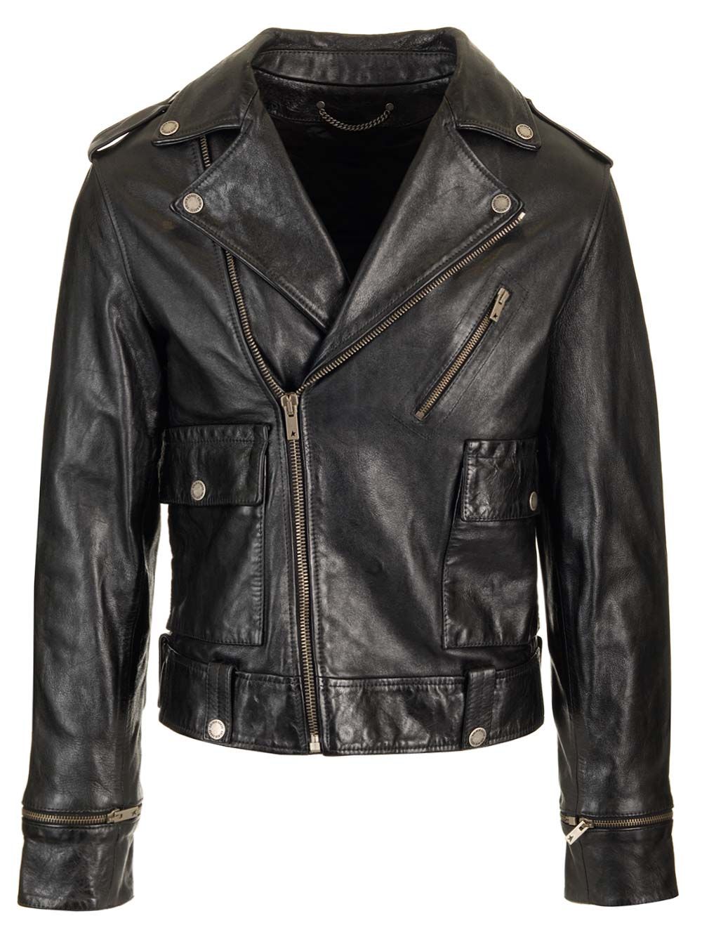 Black leather jacket GMP02258P00119590100 (Golden Goose / レザー&ファージャケット・コート ) | Golden Goose (ゴールデングース)