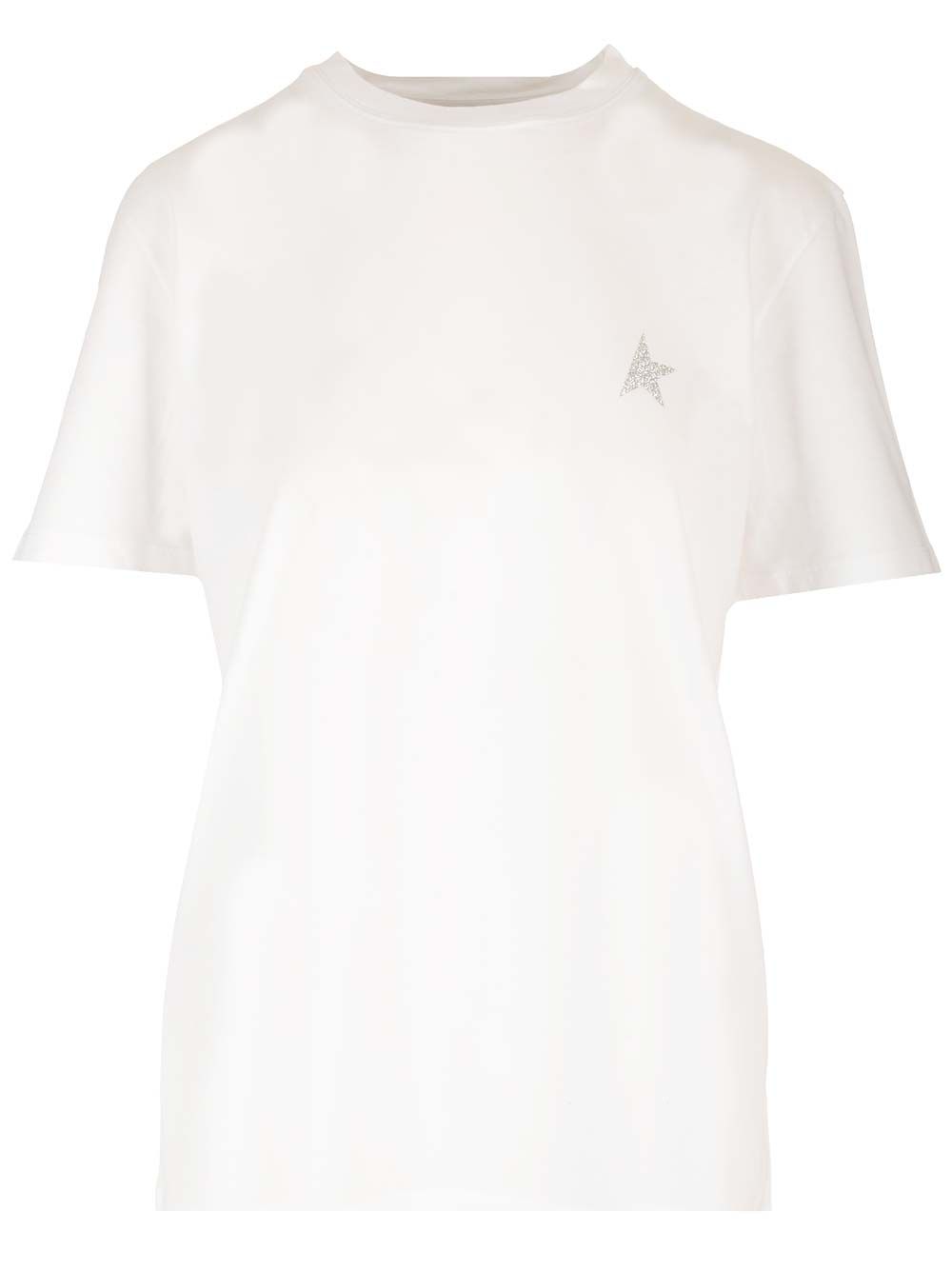 White t-shirt with glitter star GWP01220P00059480185 (Golden Goose / Tシャツ・カットソー ) | Golden Goose (ゴールデングース)