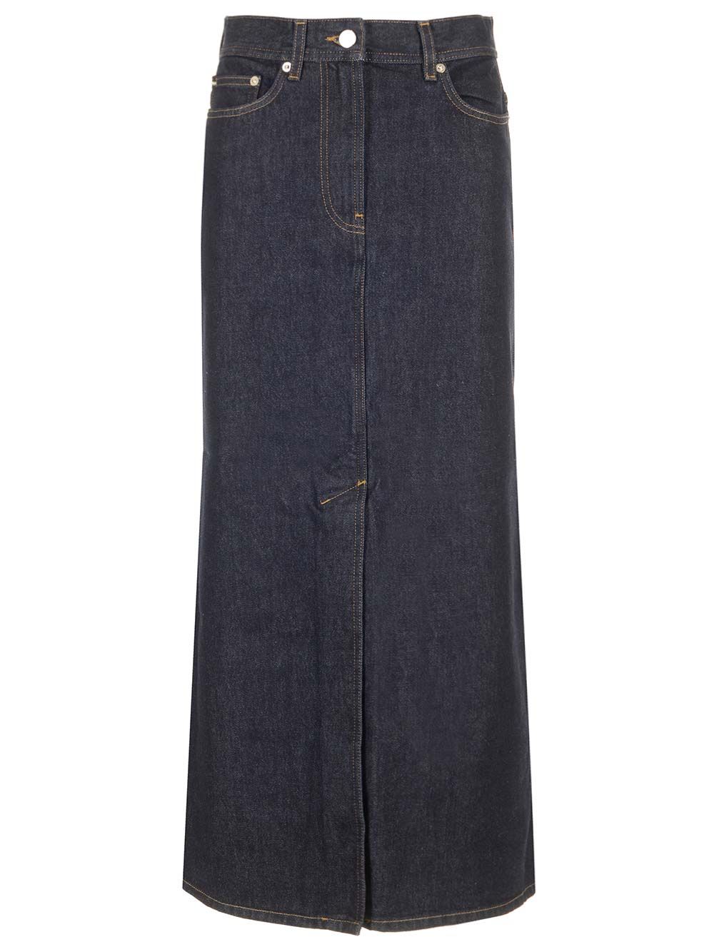 Long blue denim skirt RONARAWWASH (LOULOU STUDIO / スカート ) | LOULOU STUDIO (ルルスタジオ)