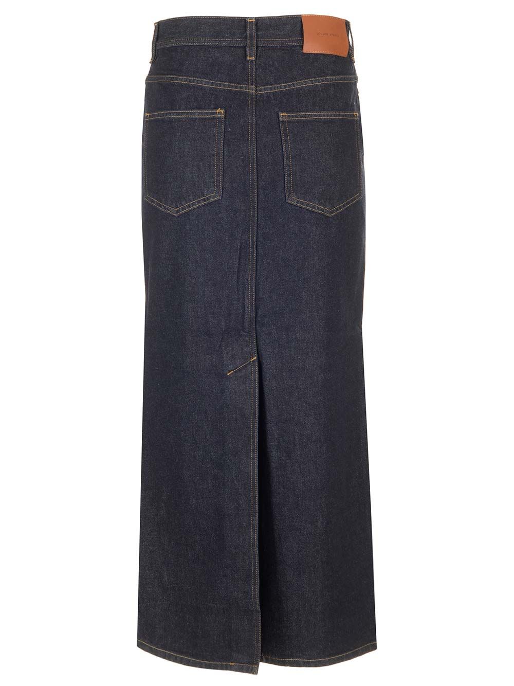 Long blue denim skirt RONARAWWASH (LOULOU STUDIO / スカート ) | LOULOU STUDIO (ルルスタジオ)(1)
