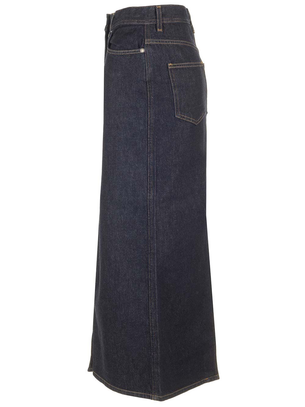 Long blue denim skirt RONARAWWASH (LOULOU STUDIO / スカート ) | LOULOU STUDIO (ルルスタジオ)(2)