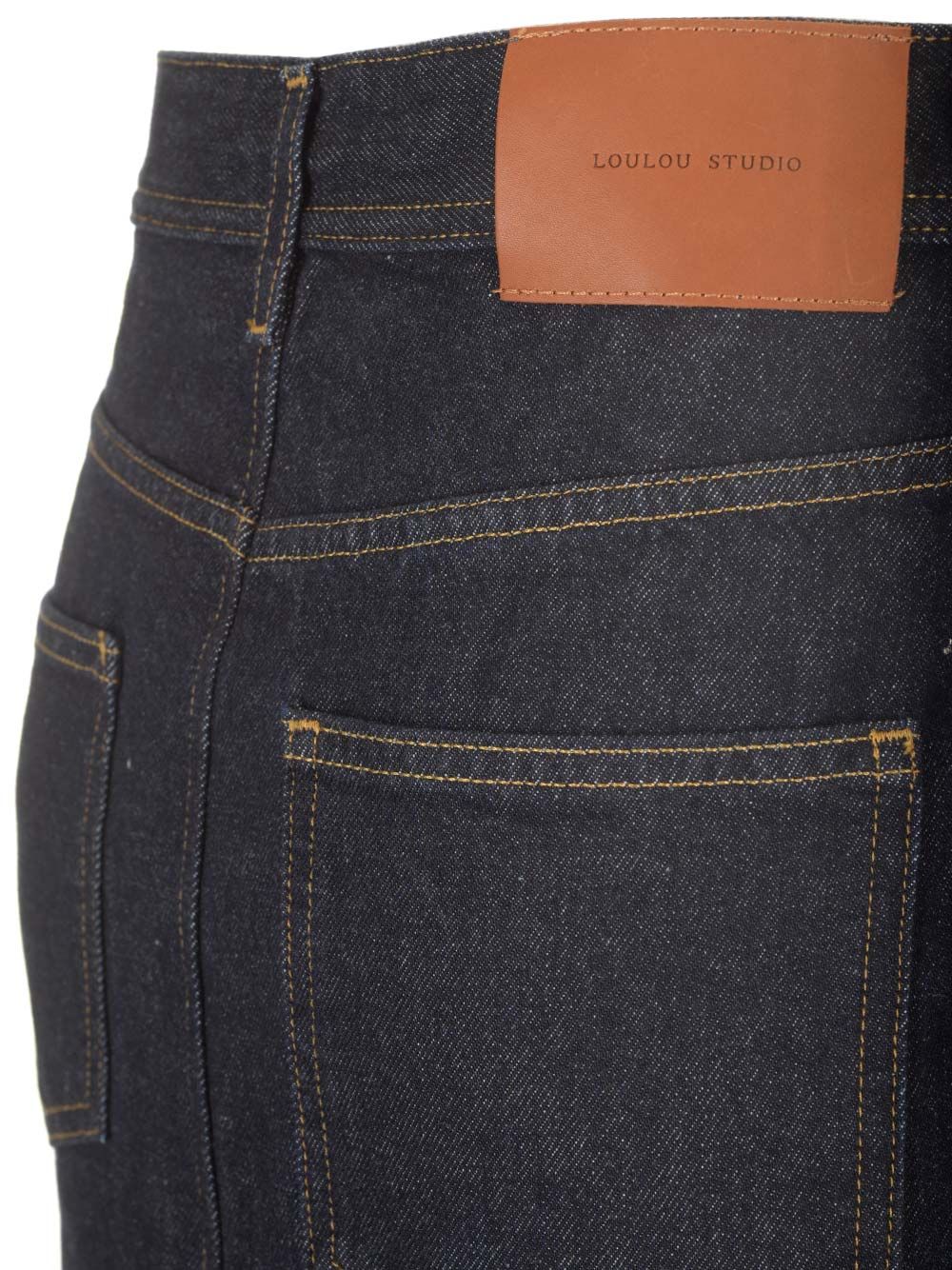 Long blue denim skirt RONARAWWASH (LOULOU STUDIO / スカート ) | LOULOU STUDIO (ルルスタジオ)(4)