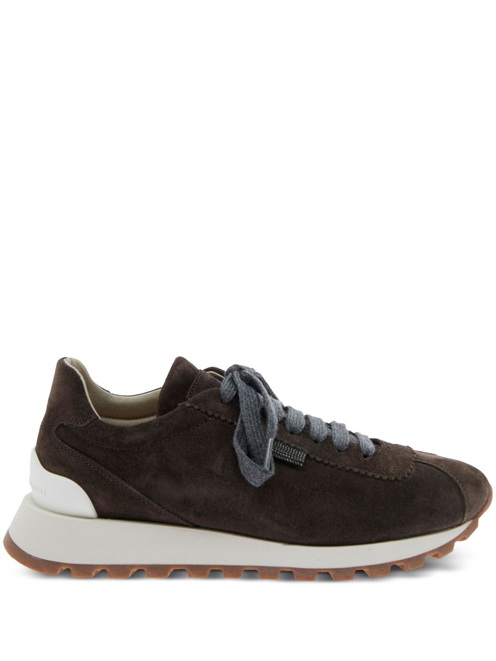 スニーカー BRUNELLO CUCINELLI Shiny Tab sneakers (MZSFG2110 C7284) Suede runners for Woman in Pine Cone Brown | Brunello Cucinelli