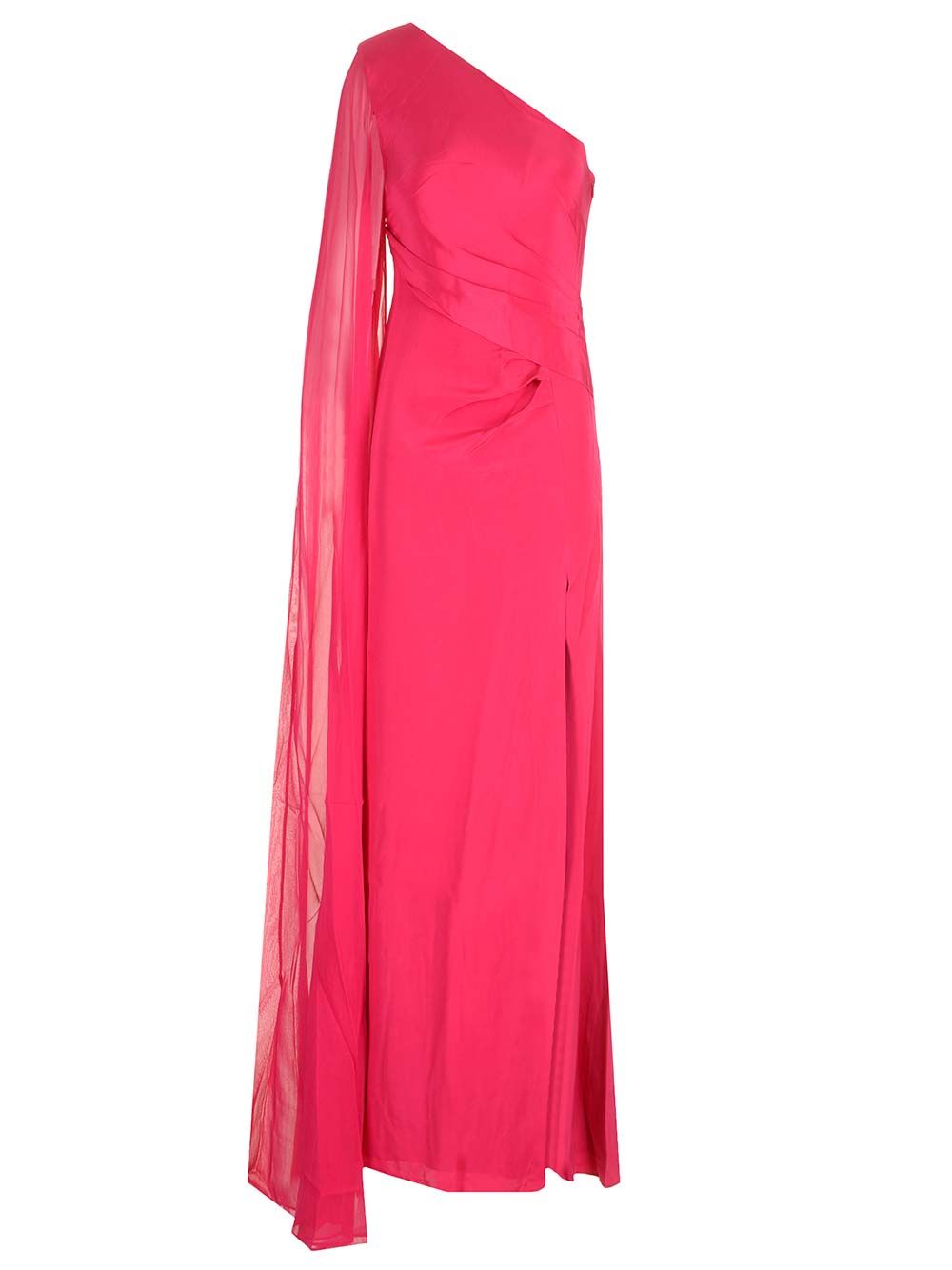 Asymmetrical silk dress RMPF24016GPPINK (ROLAND MOURET / ワンピース・ドレス・オールインワン ) | ROLAND MOURET (ローラン ムレ)