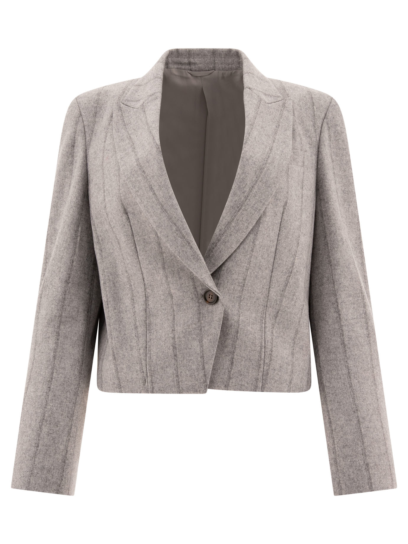 Striped cropped blazer with monili MD5892355C2247 (Brunello Cucinelli / スーツ・ジャケット ) | Brunello Cucinelli (ブルネロ・クチネリ)