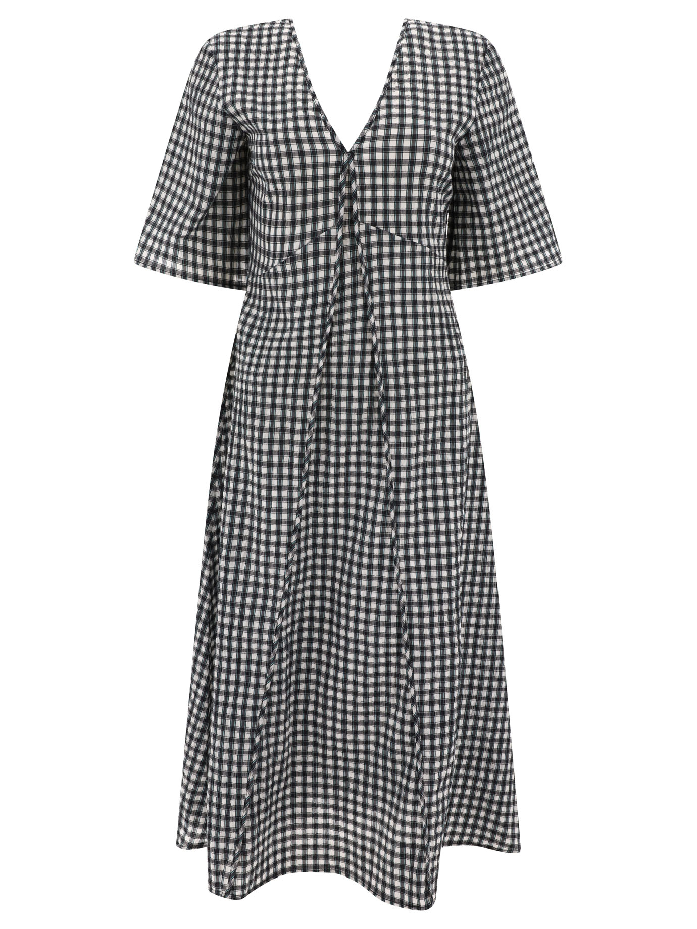 "Seersucker Check" V-neck dress F9308135 (GANNI / ワンピース・ドレス・オールインワン ) | GANNI (ガニー)