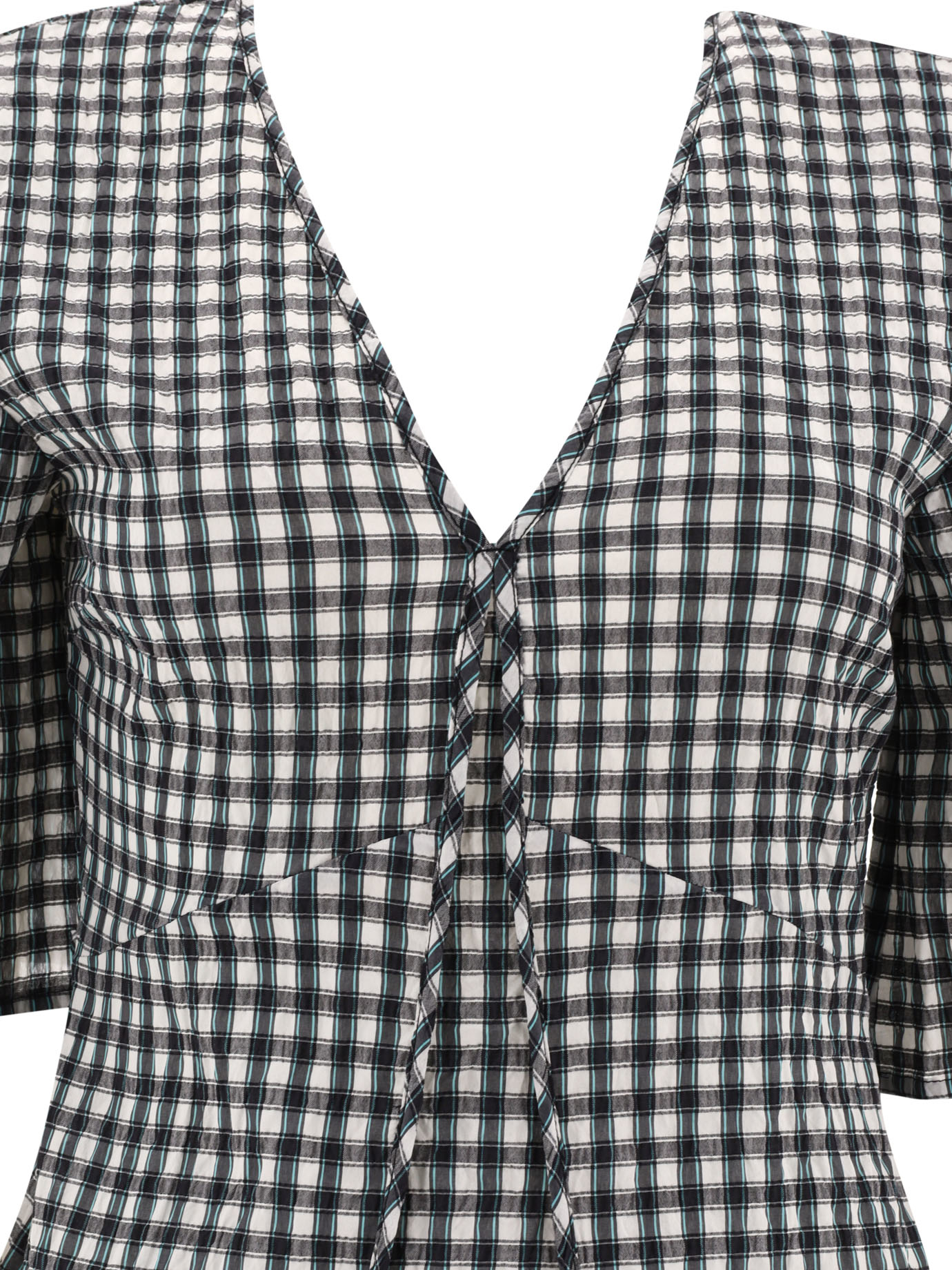 "Seersucker Check" V-neck dress F9308135 (GANNI / ワンピース・ドレス・オールインワン ) | GANNI (ガニー)(2)