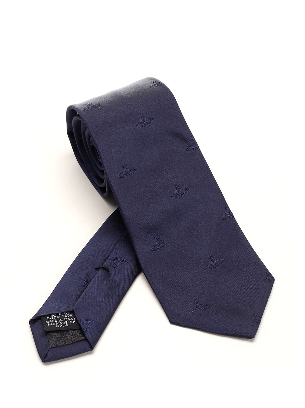 Navy blue silk tie 81050001W00TSK410 (Vivienne Westwood / ネクタイ ) | Vivienne Westwood (ヴィヴィアン・ウェストウッド)