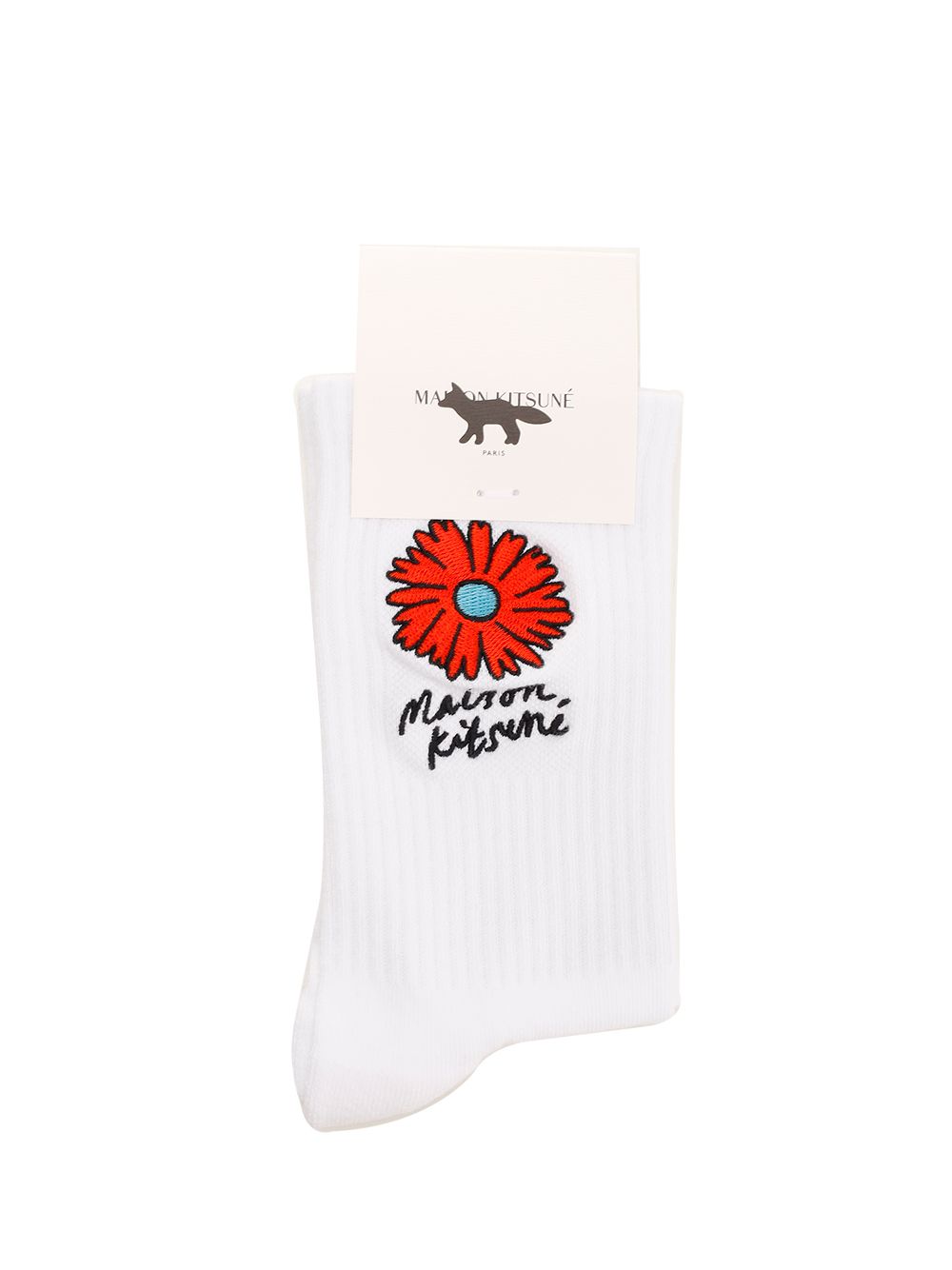 Long white sports socks MM06442KT0014P100 (Maison Kitsuné / アンダーウェア ) | Maison Kitsuné (メゾン キツネ)