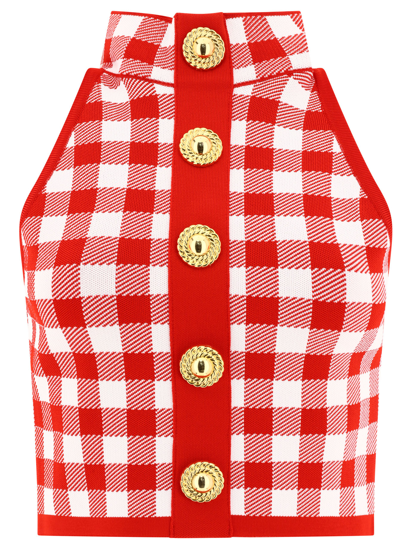 Fine gingham knit sleeveless top CF1AB018KF51MEF (Balmain / タンクトップ・キャミソール ) | Balmain (バルマン)