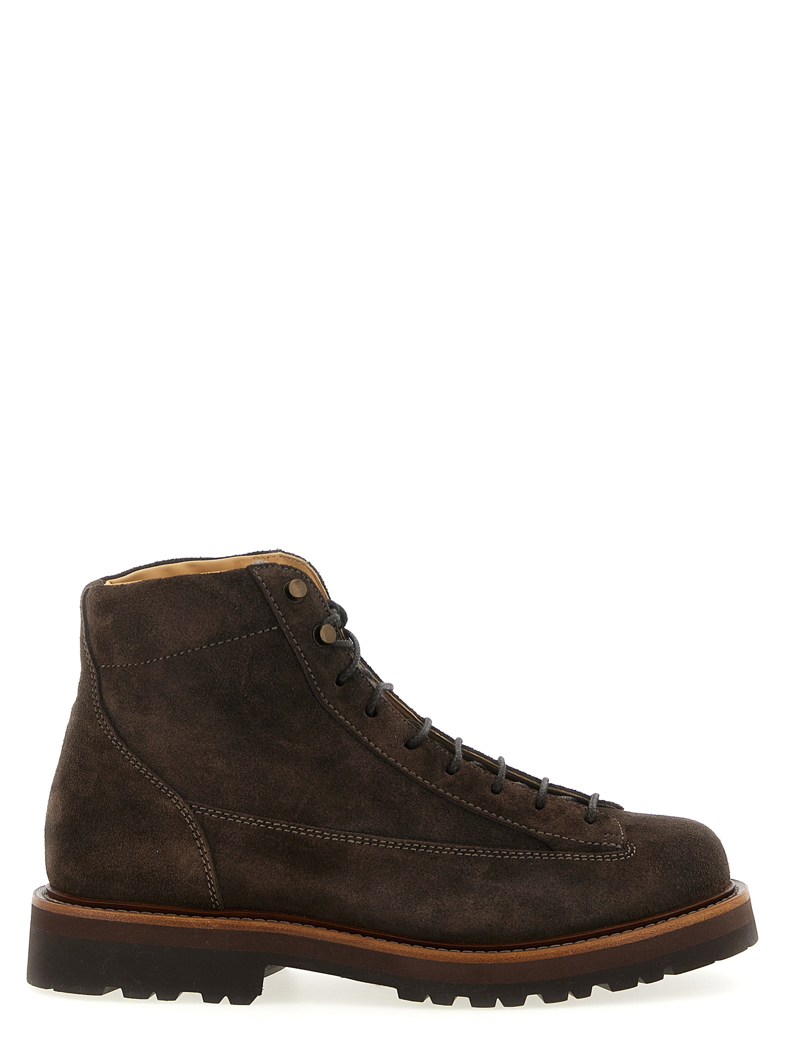BRUNELLO CUCINELLI ブラウンロングブーツ Brunello Cucinelli バックルストラップ レザーブーツ