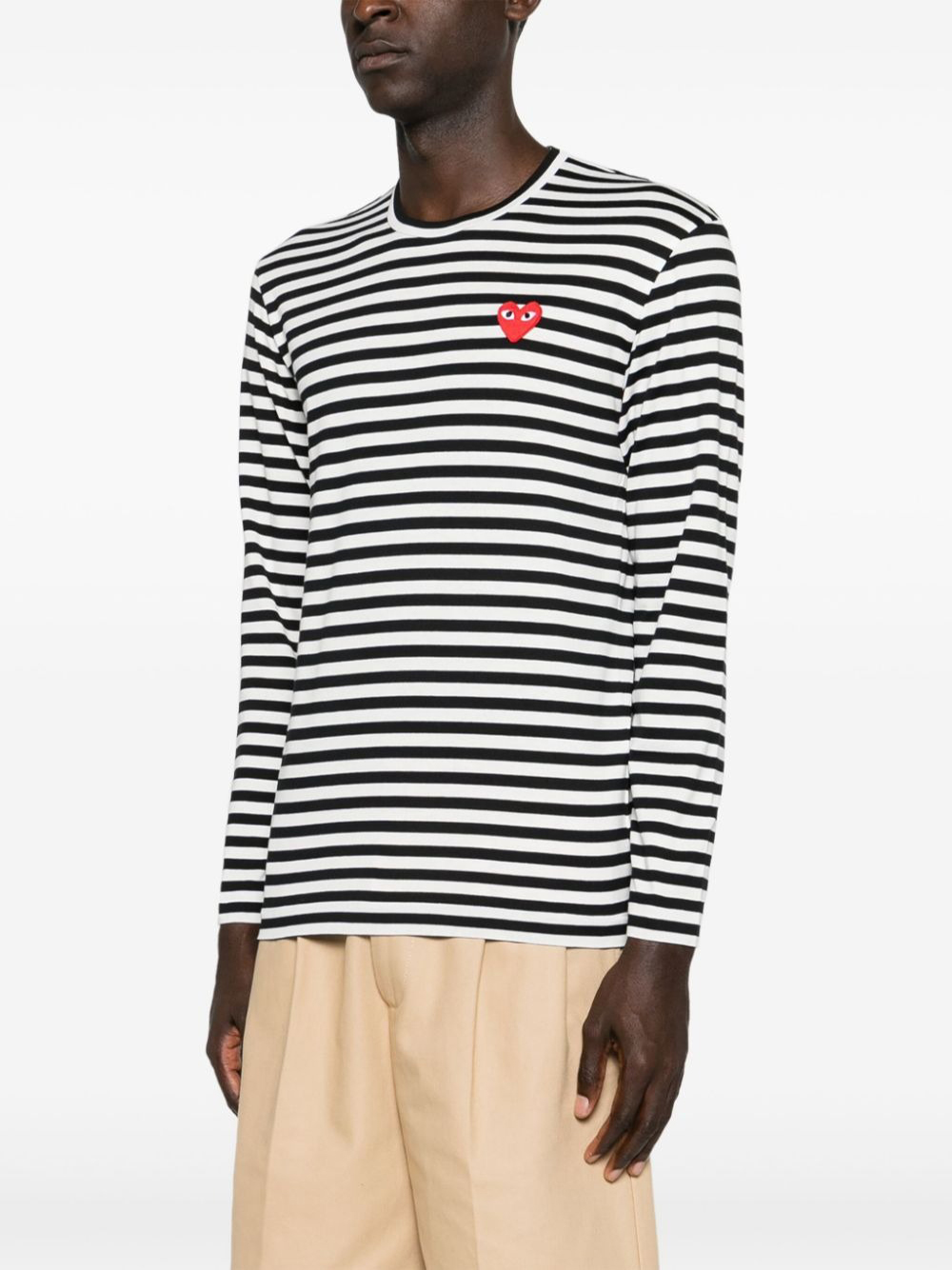 RED HEART LONG-SLEEVED STRIPED T-SHIRT P1T164BLACKWHITE (PLAY Comme Des Garçons / Tシャツ・カットソー ) | PLAY Comme Des Garçons (プレイ コムデギャルソン)(2)