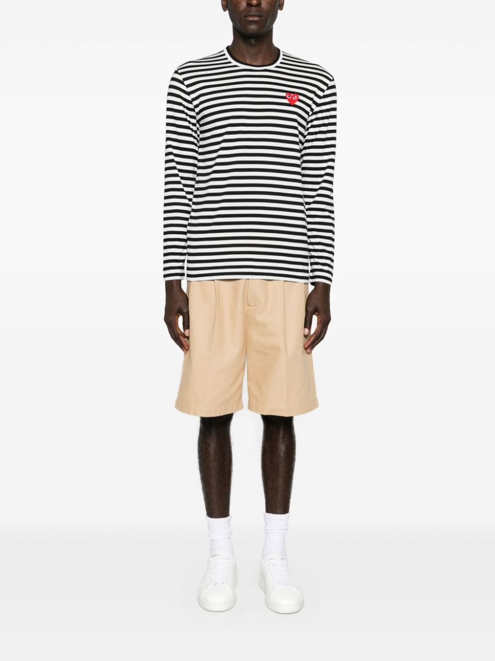 RED HEART LONG-SLEEVED STRIPED T-SHIRT P1T164BLACKWHITE (PLAY Comme Des Garçons / Tシャツ・カットソー ) | PLAY Comme Des Garçons (プレイ コムデギャルソン)(7)