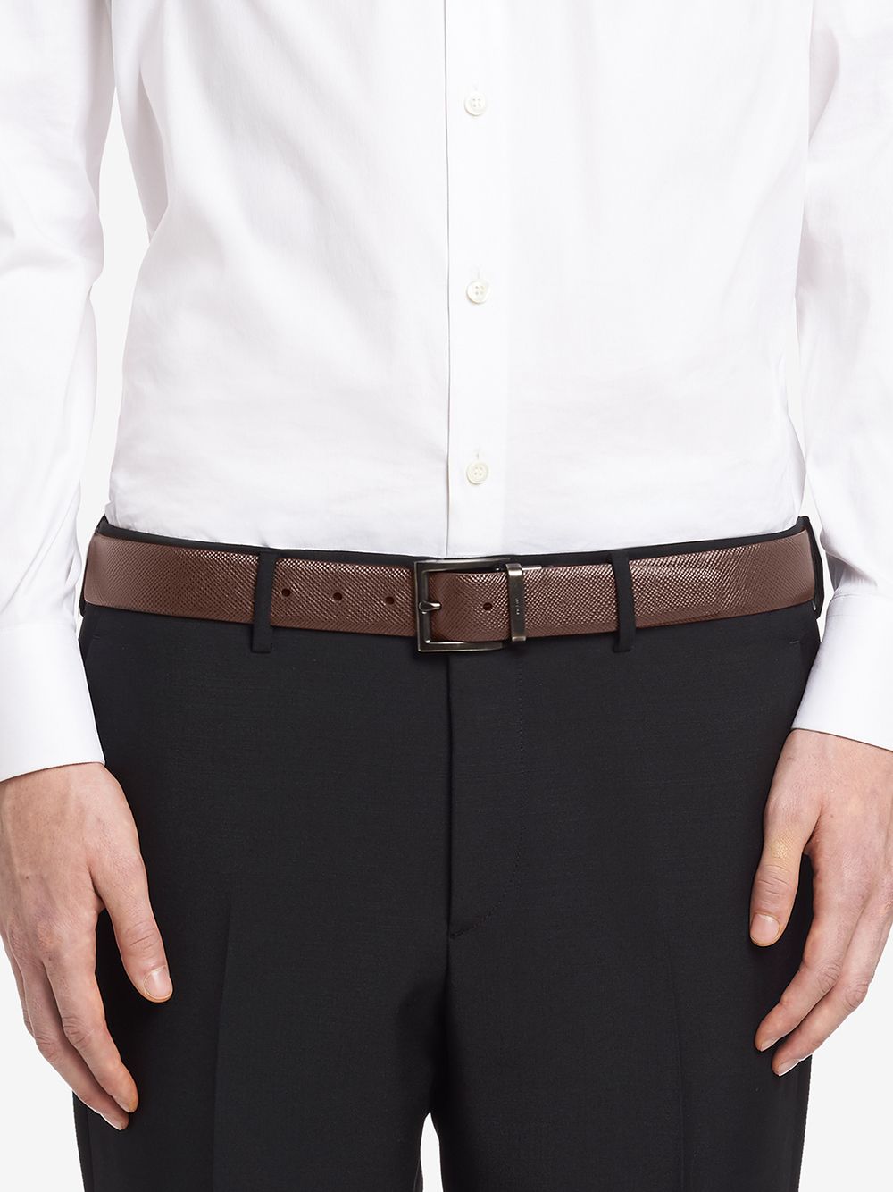 TWO-TONE SAFFIANO LEATHER REVERSIBILE BELT 2CC004053F00XF (Prada / ベルト・サスペンダー ) | Prada (プラダ)(2)